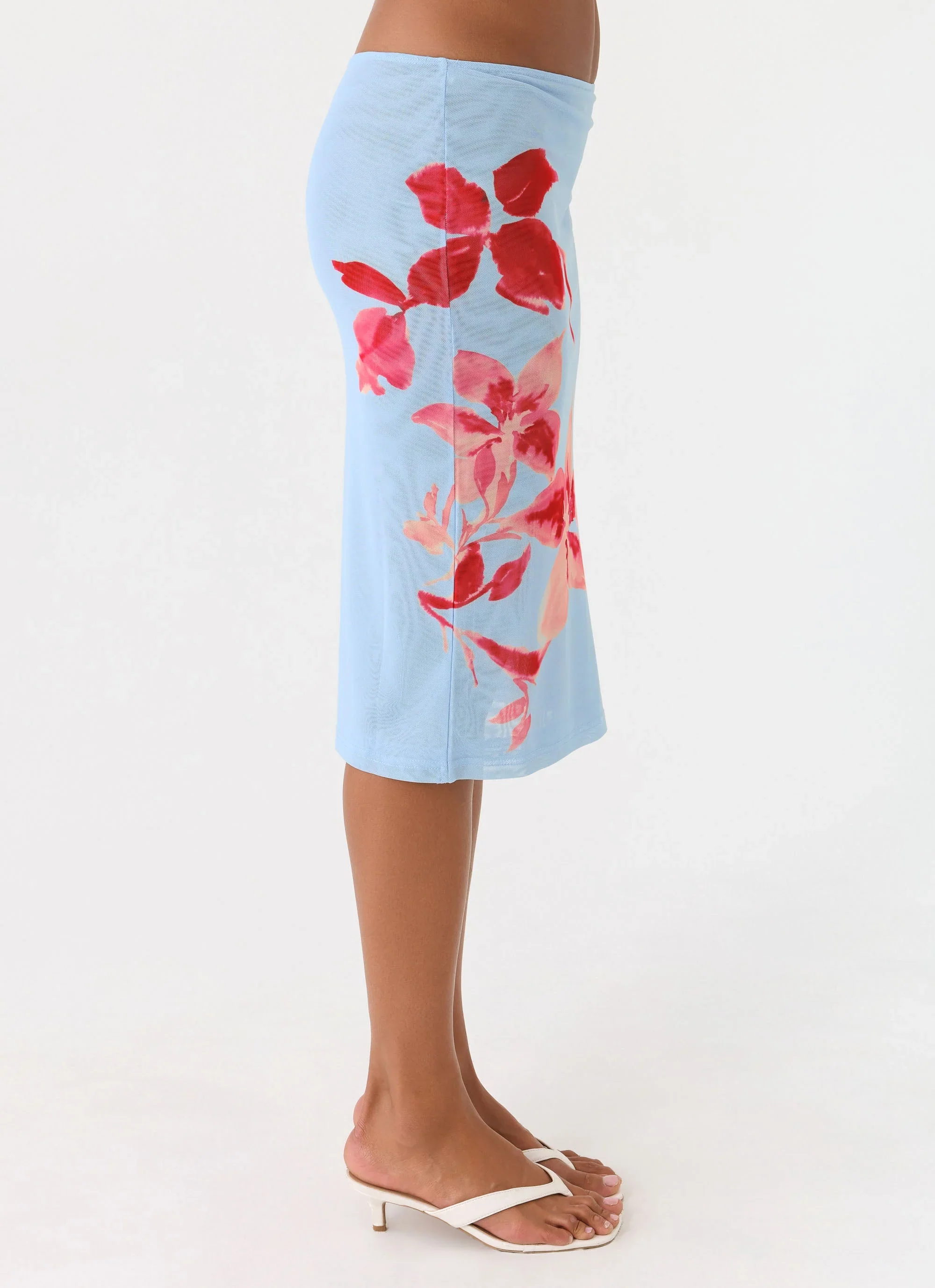 Tamia Midi Skirt - Blue Petal