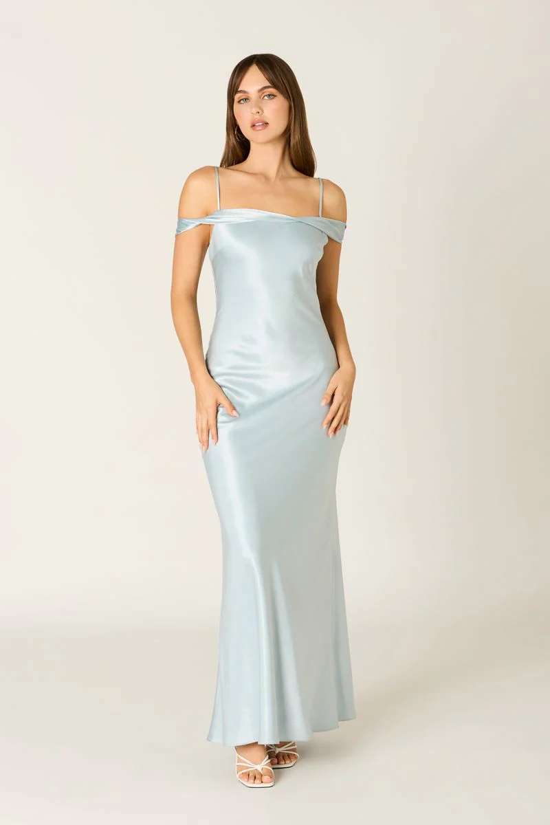 Satin Off The Shoulder Gown