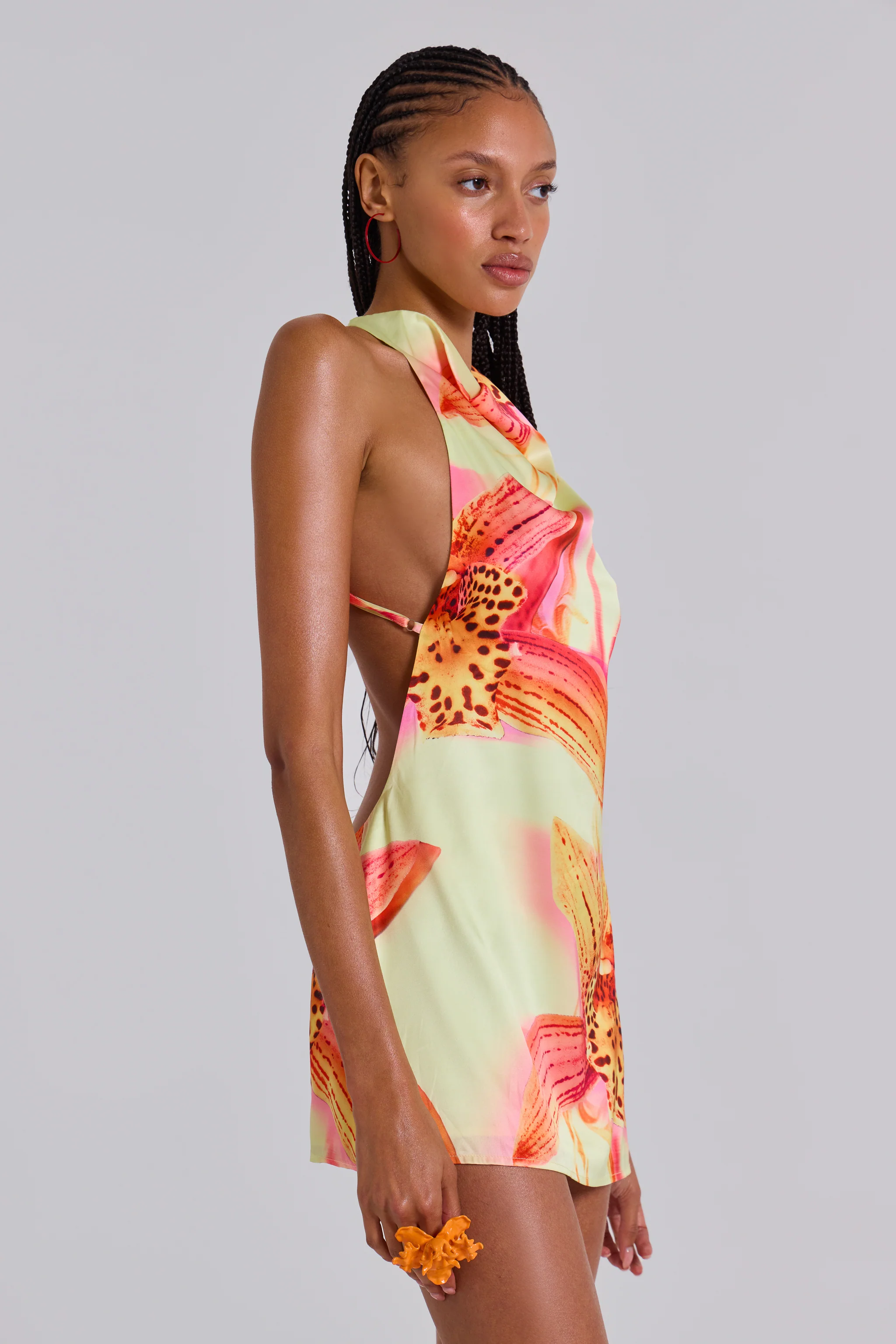 Lucia Backless Mini Dress With Flower Detail - luluinthesky