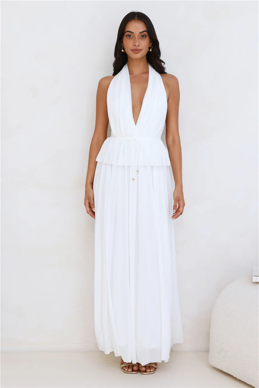 Love From Rosalie Halter Maxi Dress White