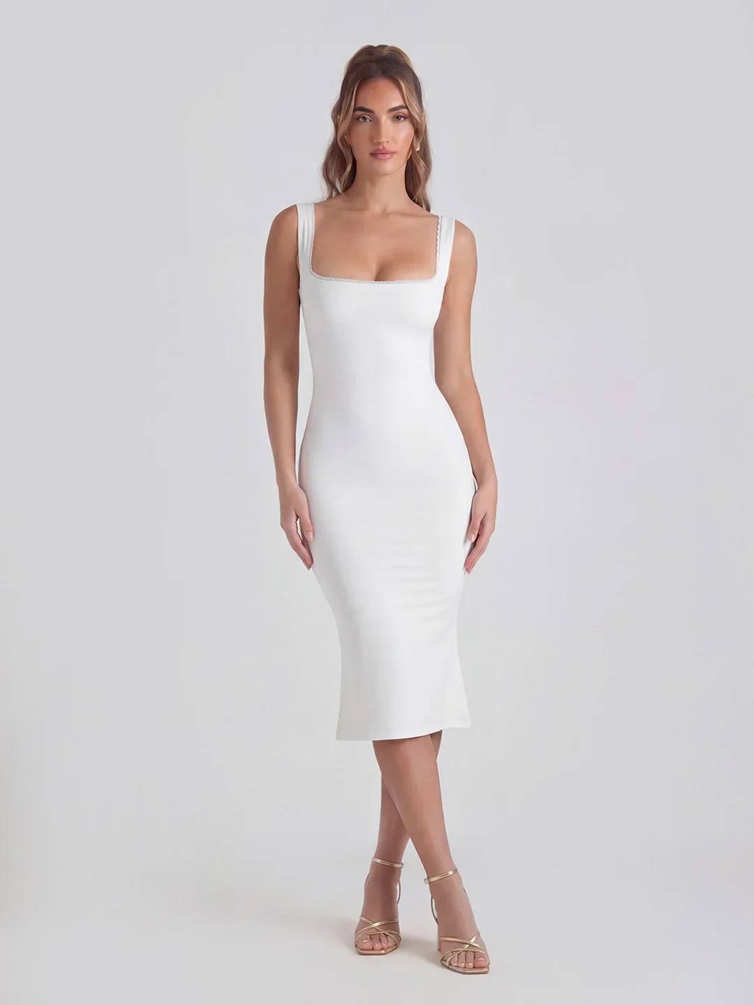Lace Trimmed Backless Midi Dress - luluinthesky