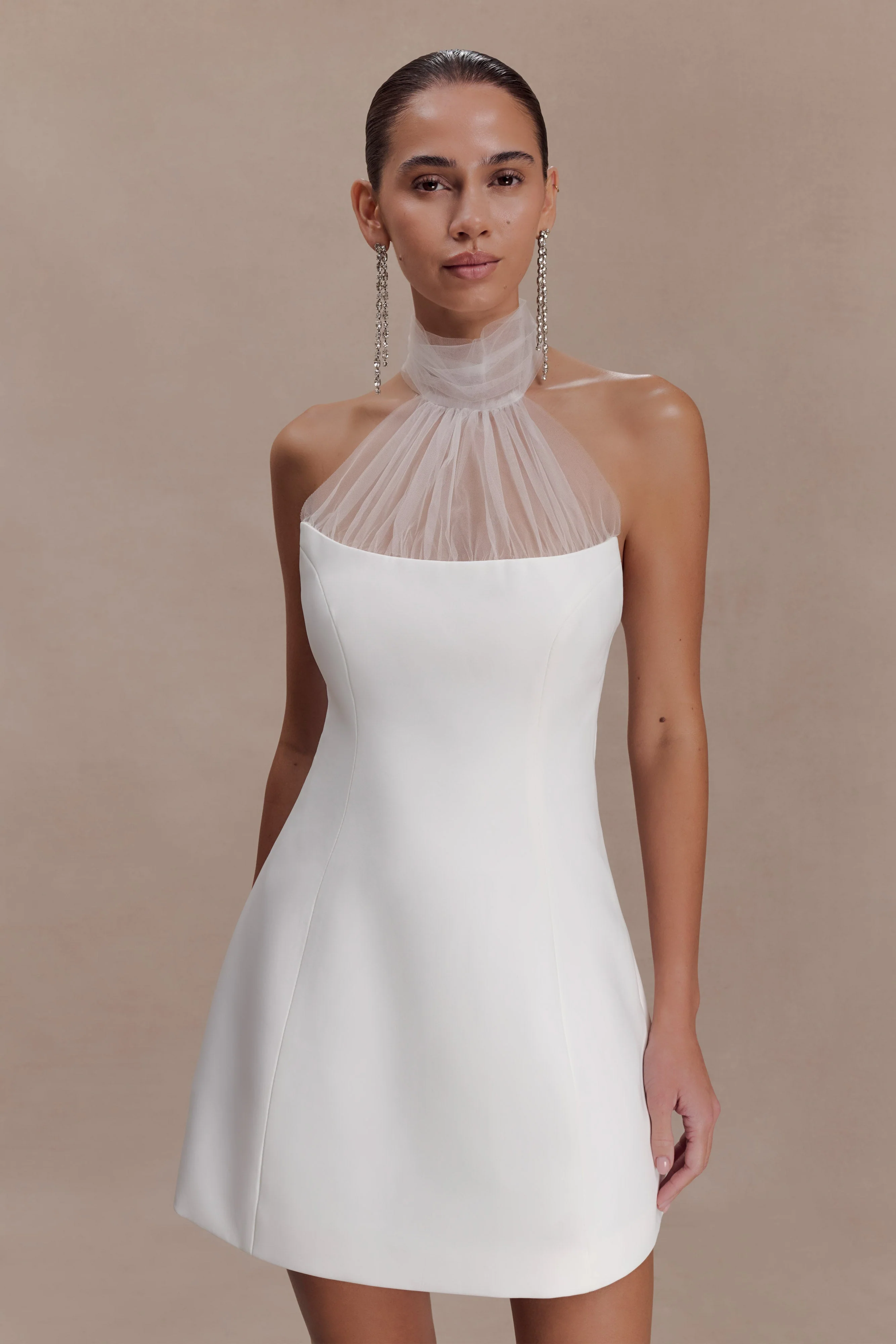 Riley Halter Suiting Mini Dress - Ivory