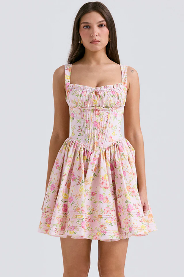 Natassia White Cotton Mini Dress