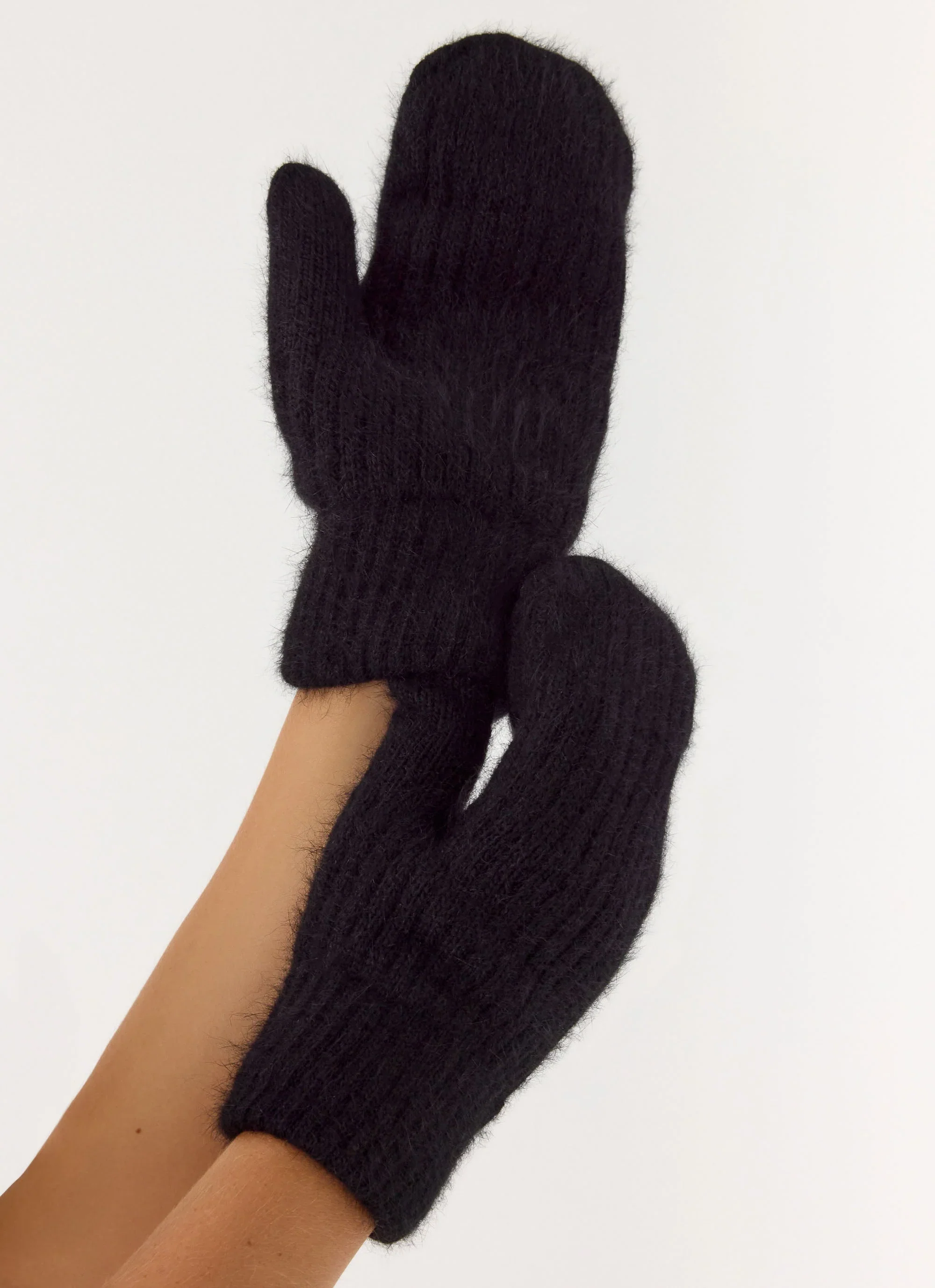 Winter Blaze Knit Mittens - Black
