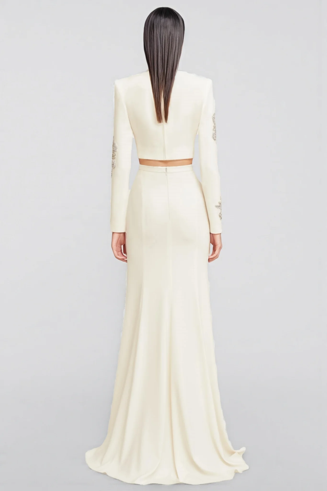 Sebast White Diamond-Studded Maxi Dress Set