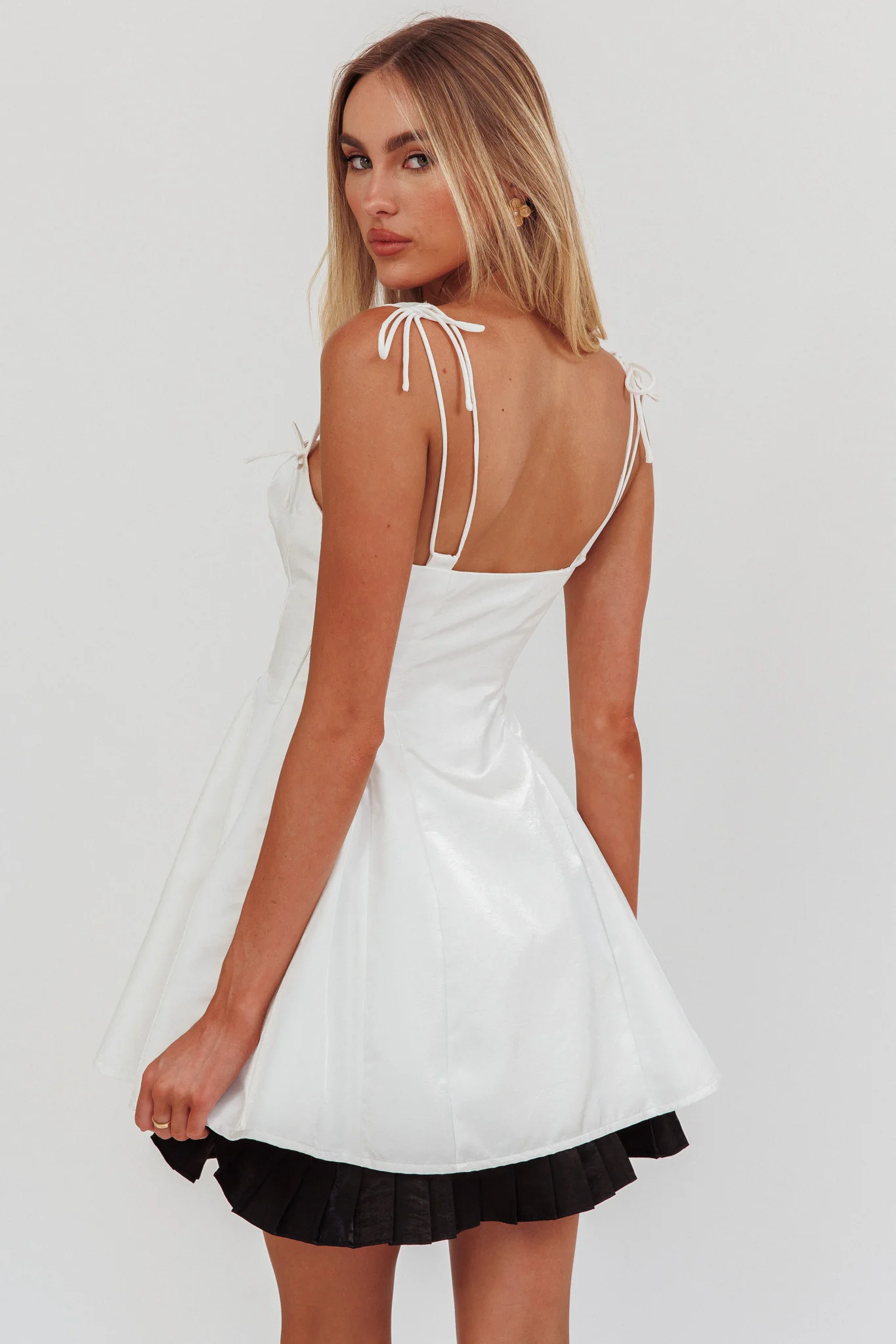 Night Rider Fit And Flare Mini Dress White - luluinthesky
