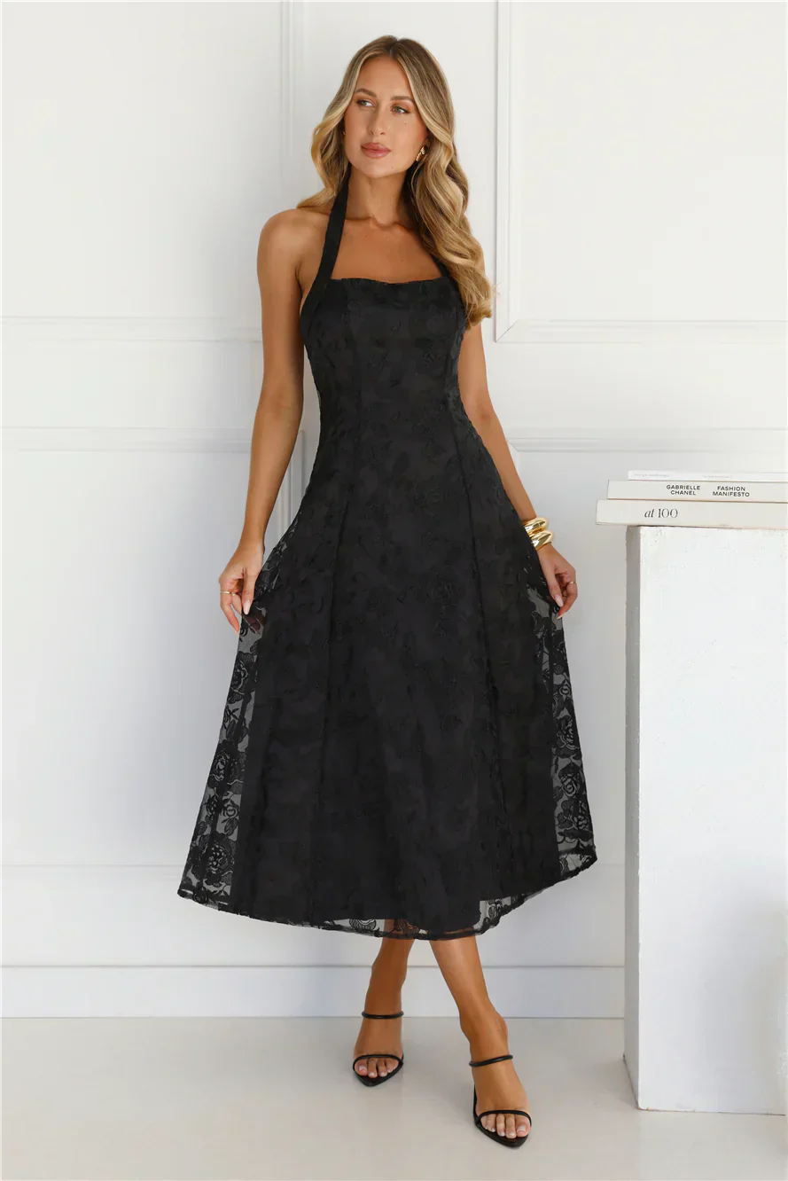 Disco Daze Halter Midi Dress