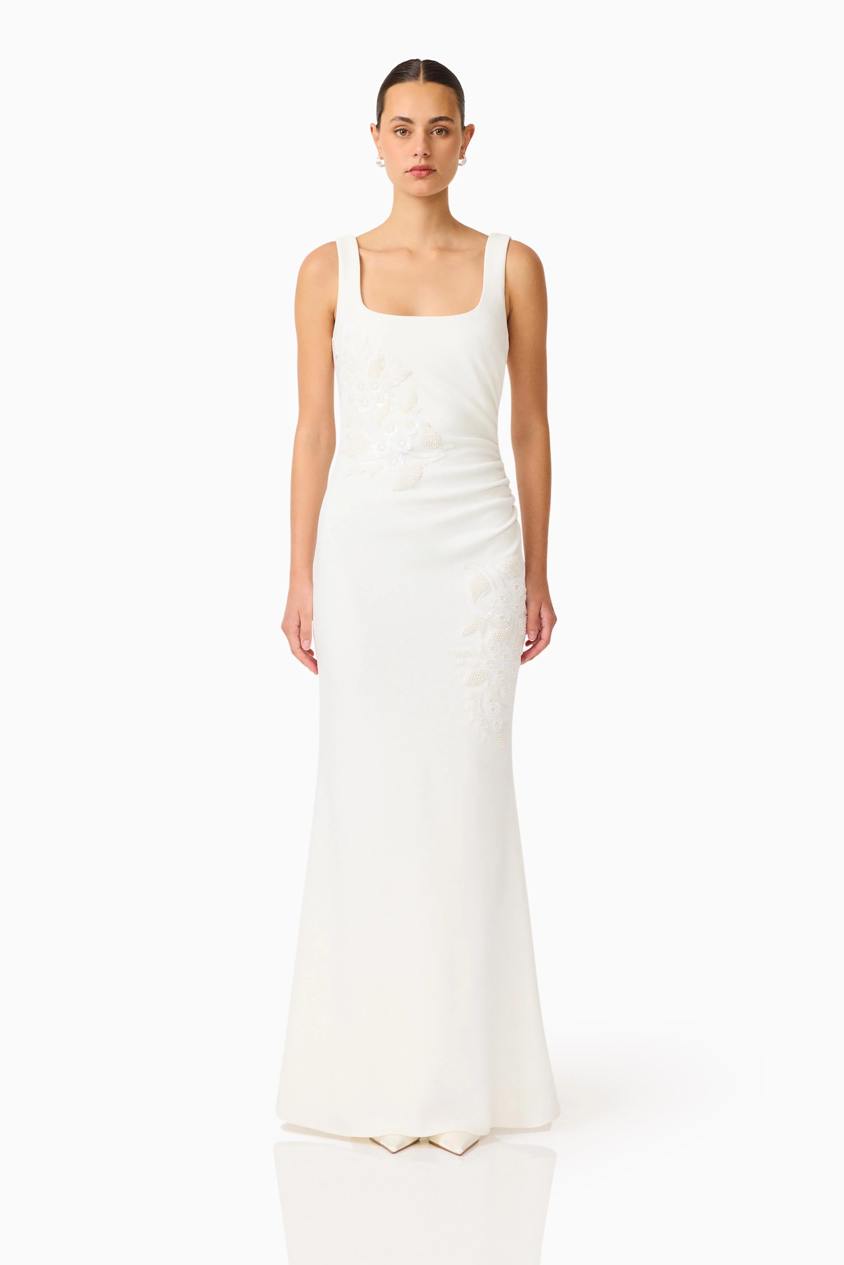 Odelia Beaded Maxi Dress in White