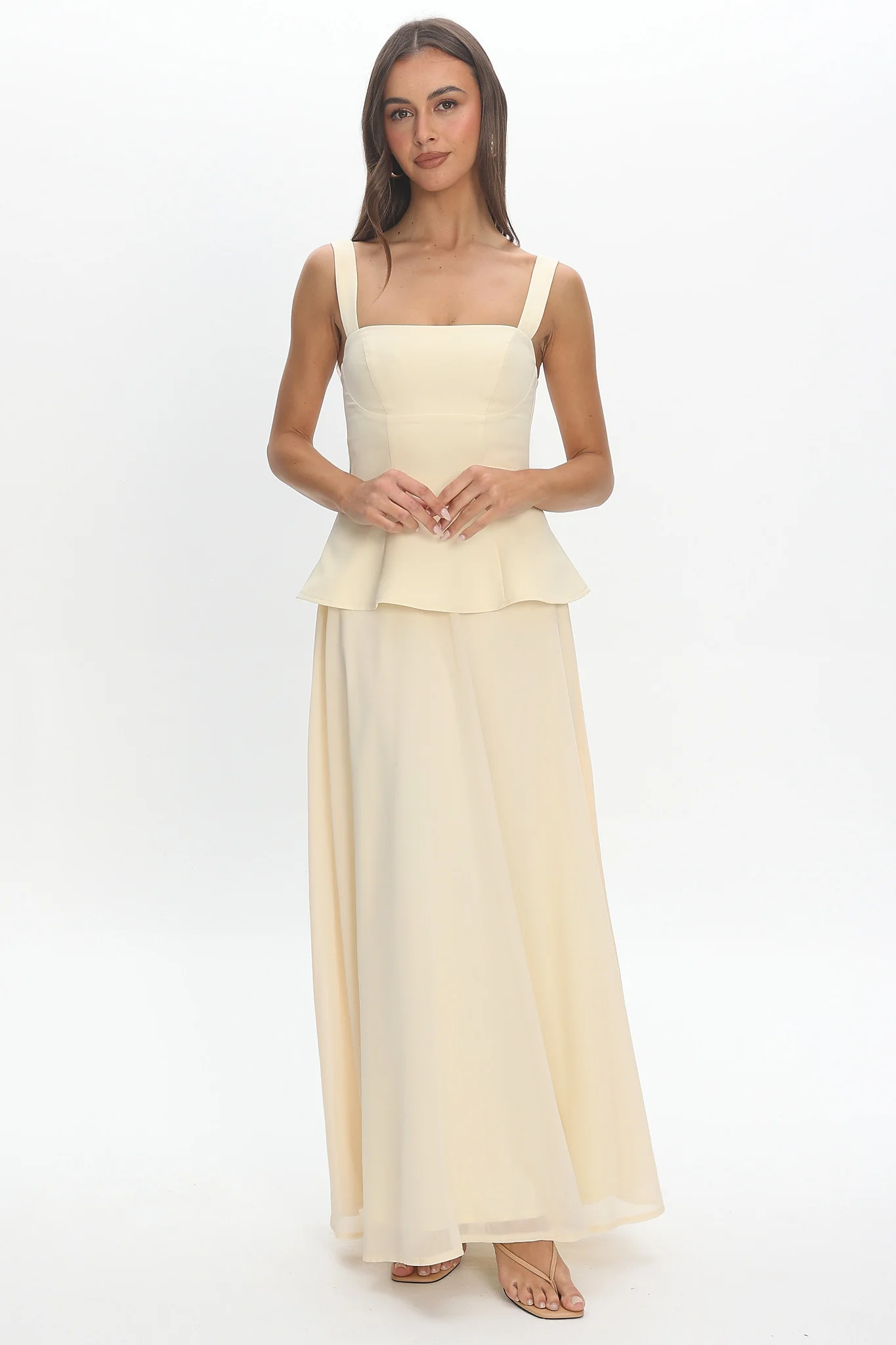 Sweet Tooth Peplum Maxi Dress Butter Yellow - luluinthesky