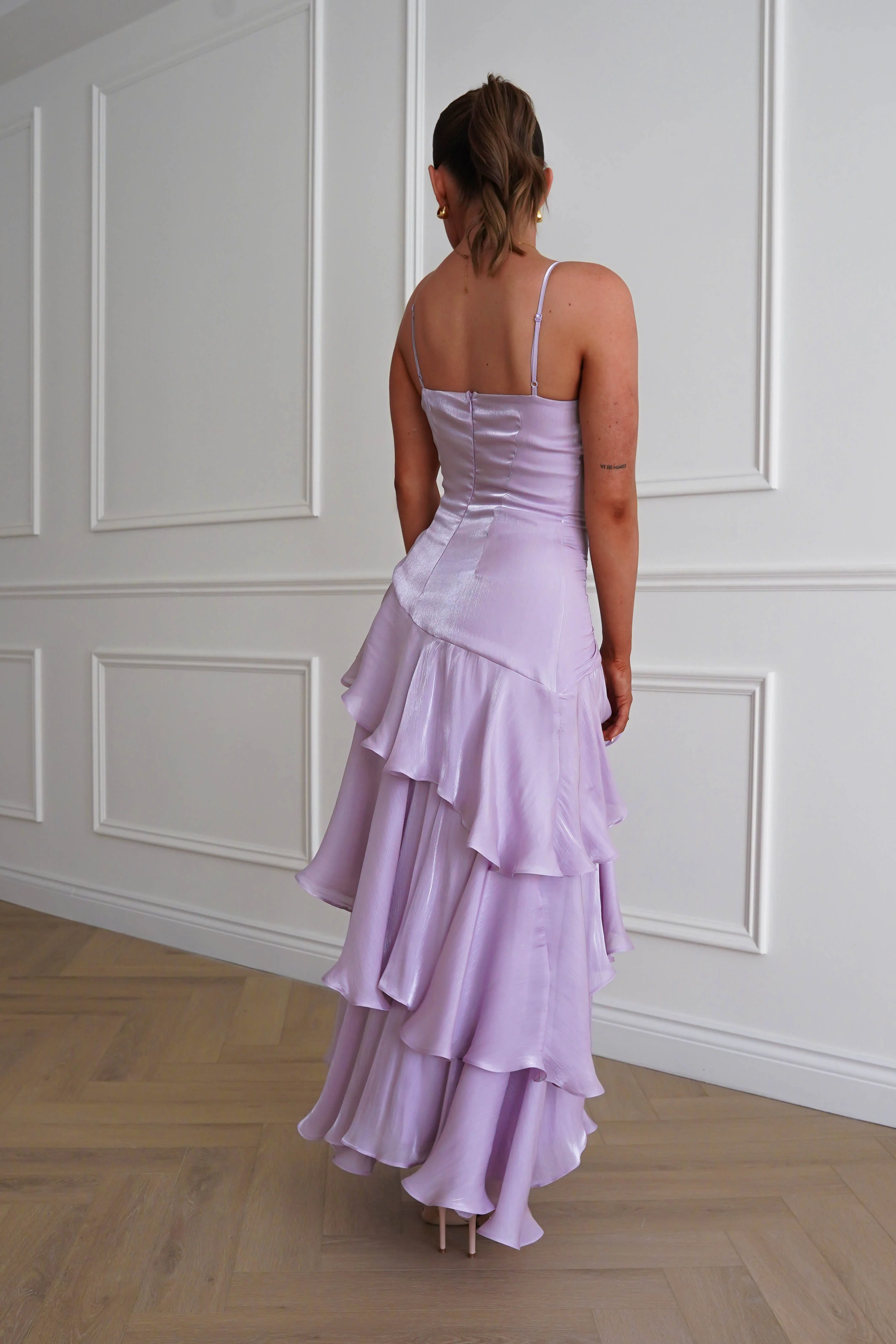 Renee Luminescent Ruffle Maxi Dress | Lilac