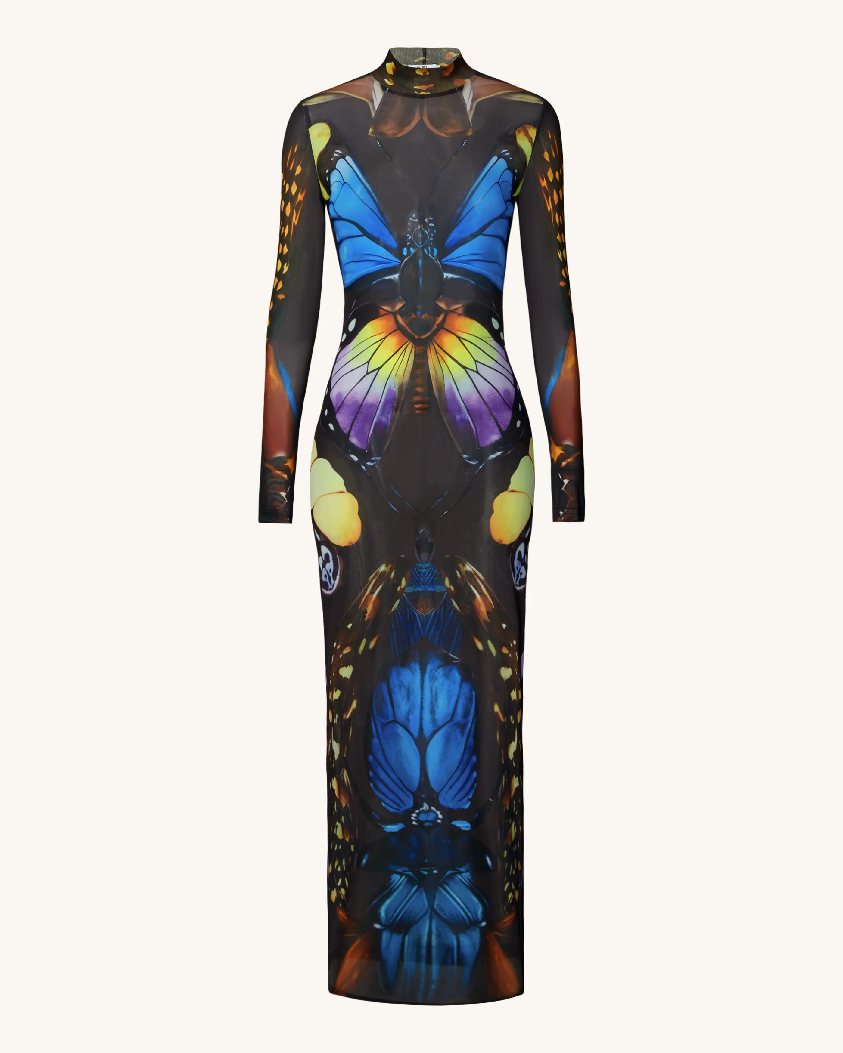 Butterfly Mesh Maxi Dress - Multicolor - FASHION NOB