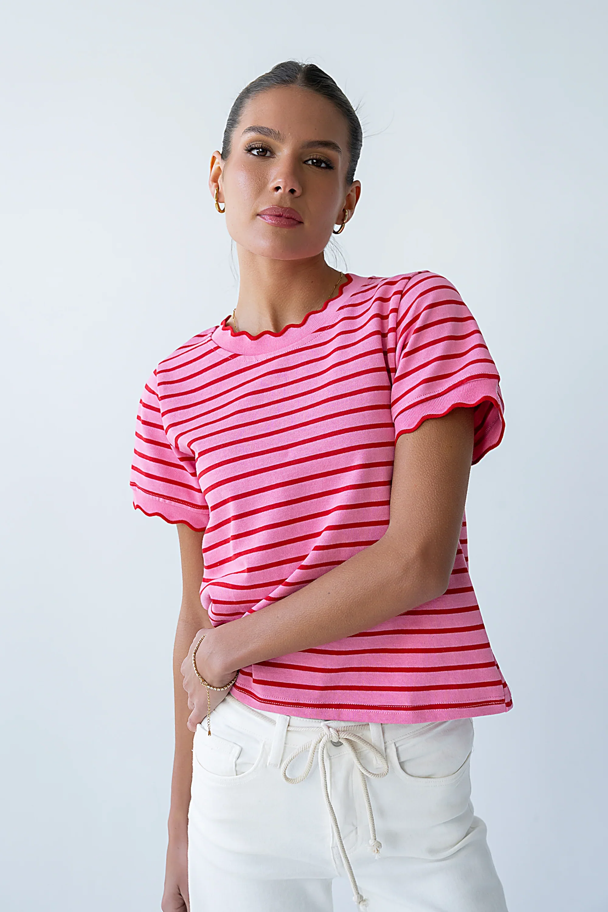 Walker Scalloped Top in Pink