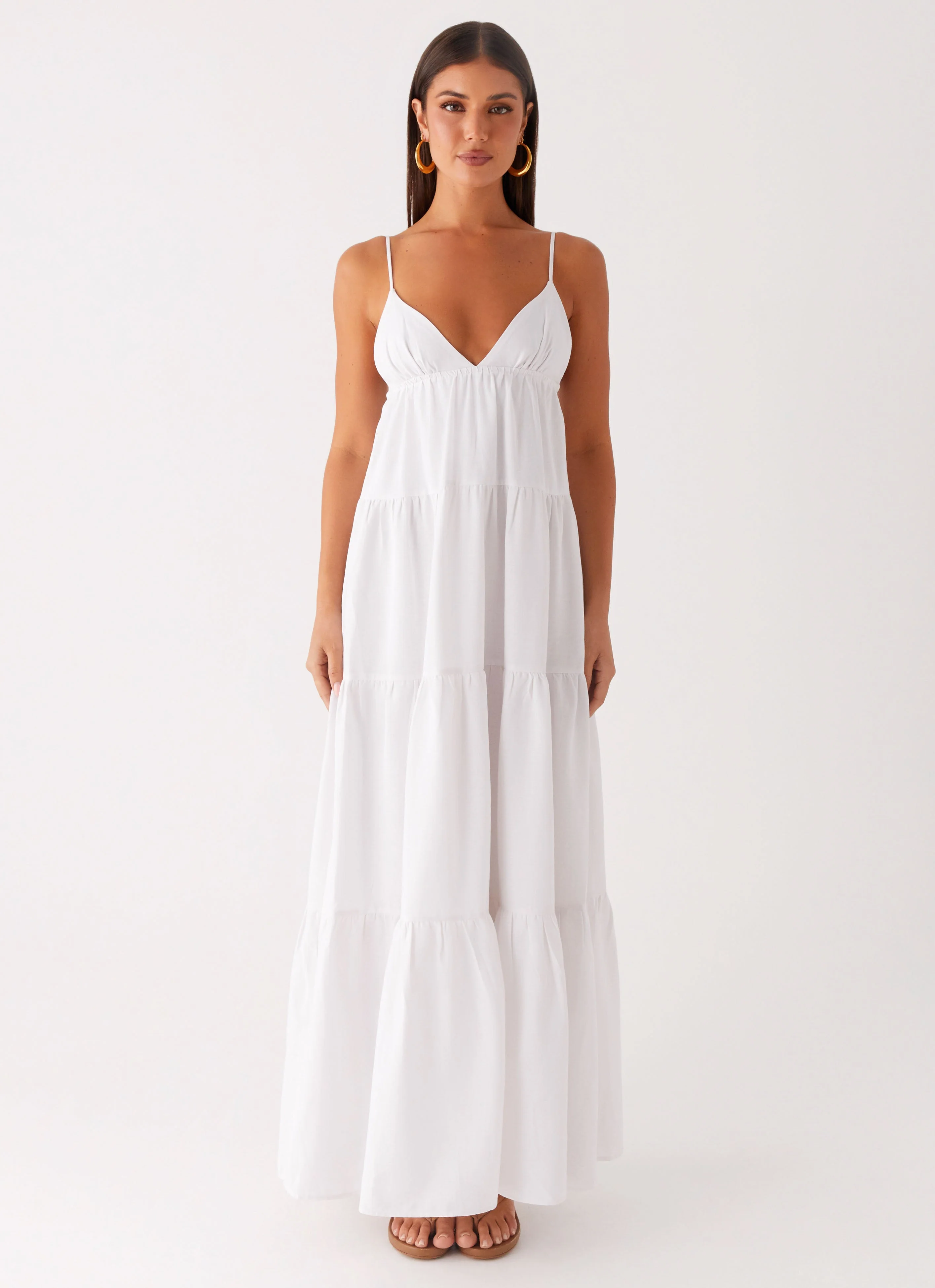 Lotty Linen Maxi Dress - White