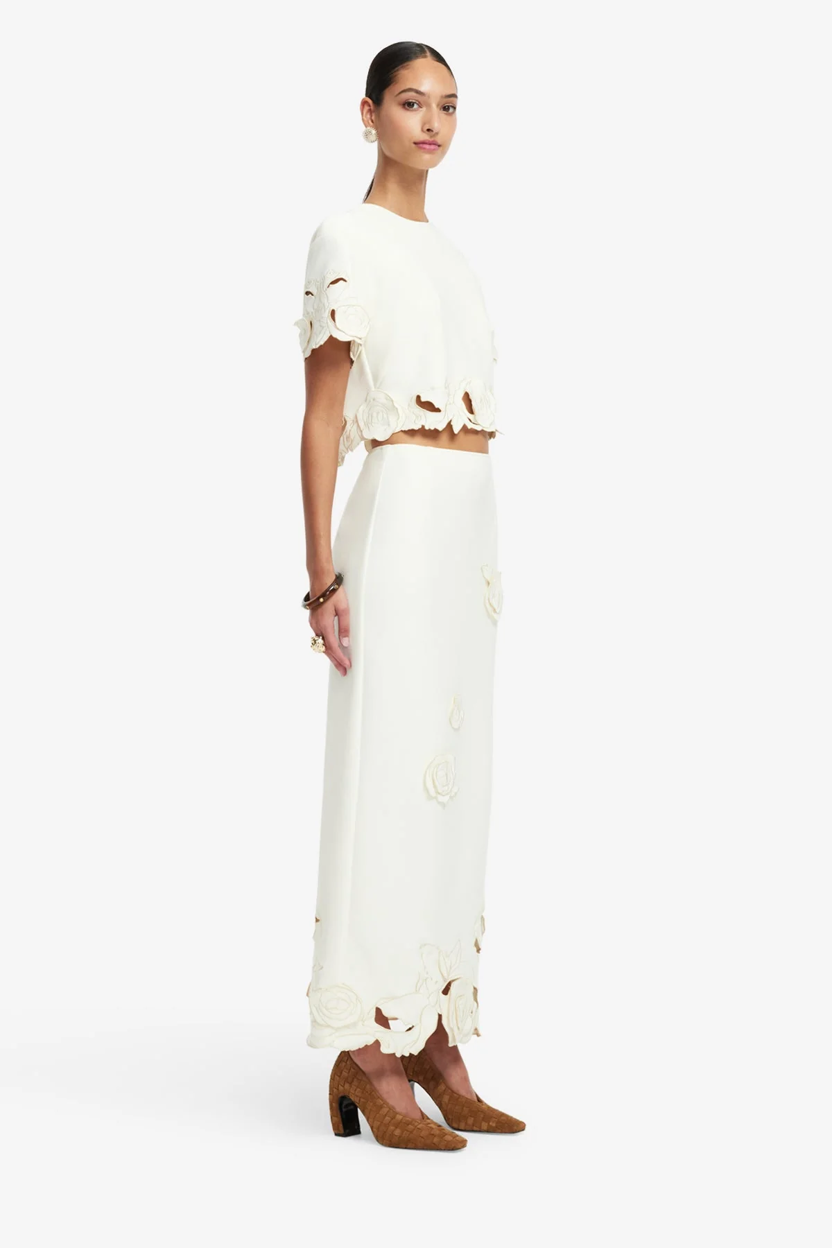 Kyra Appliqué Maxi Skirt - Vanilla