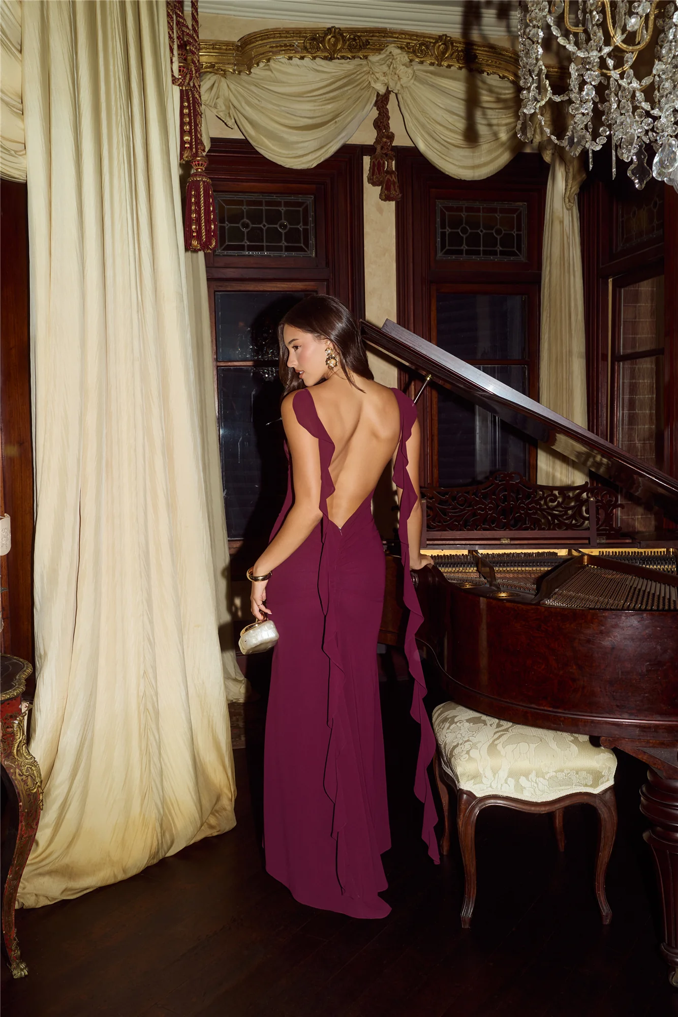 Pop Of Drama Maxi Dress Chocolate