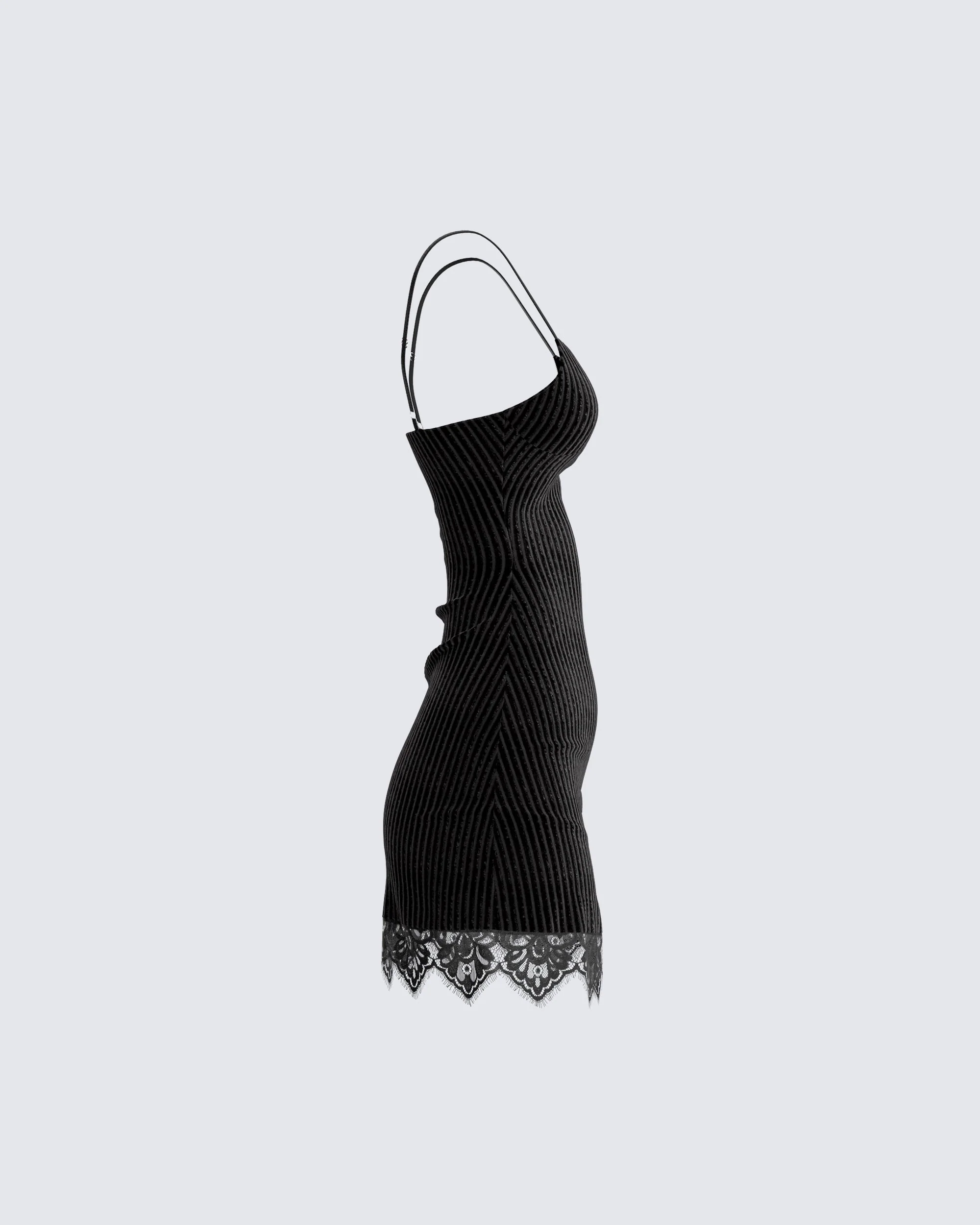 Yira Black Lace Trimmed Dress