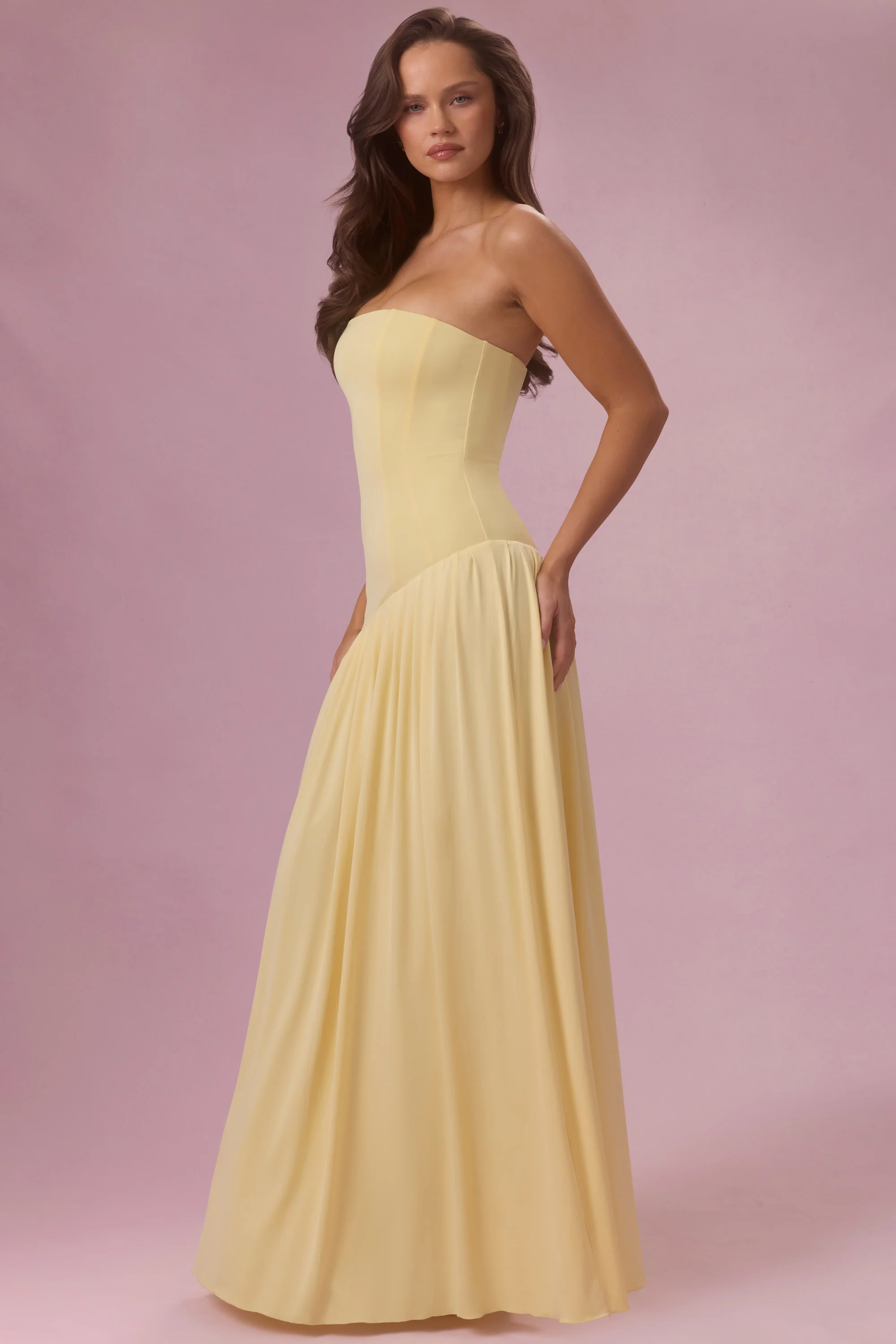 Jersey Strapless Gown in Butter