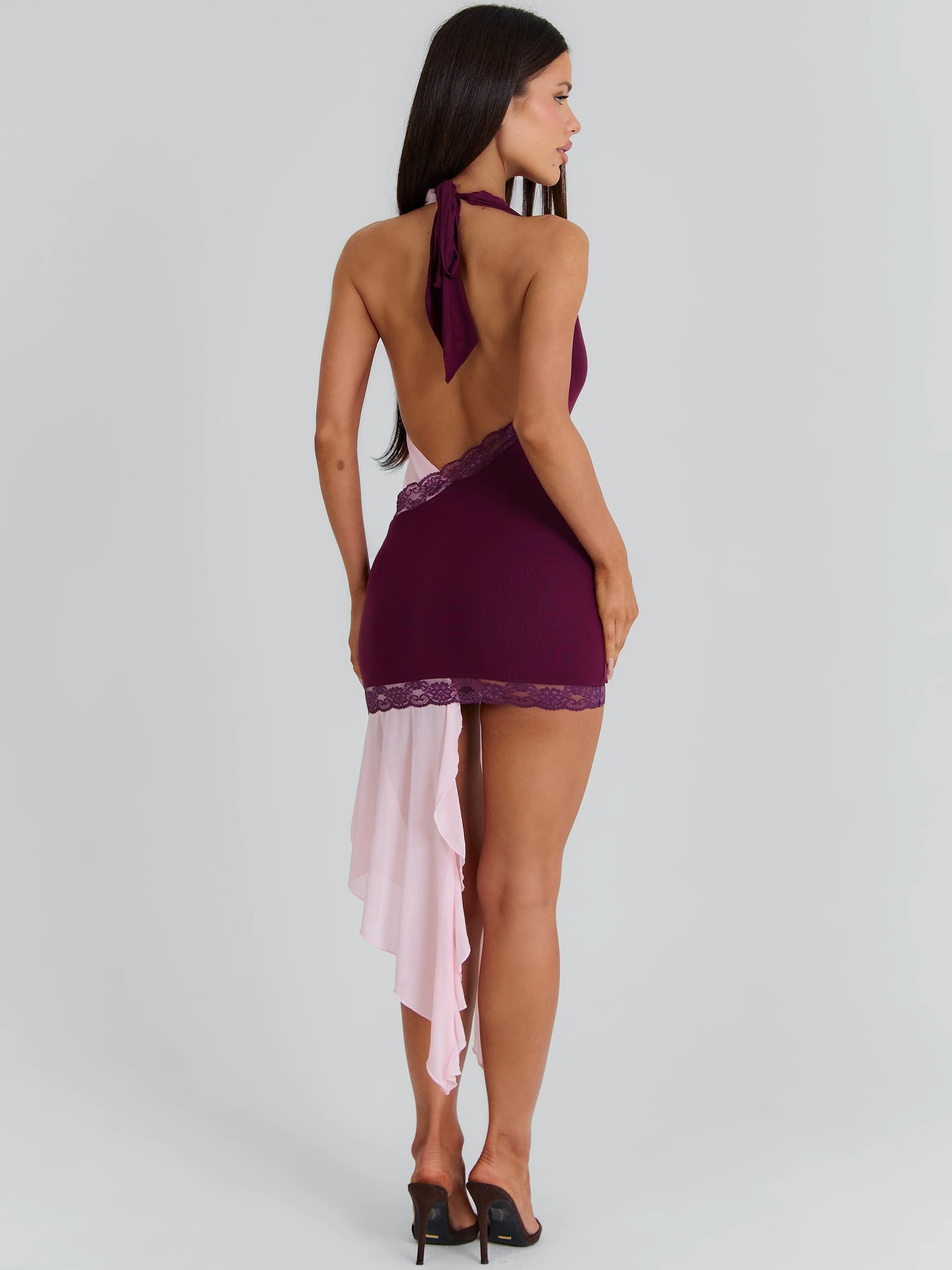 NATALEE MINI DRESS BURGUNDY