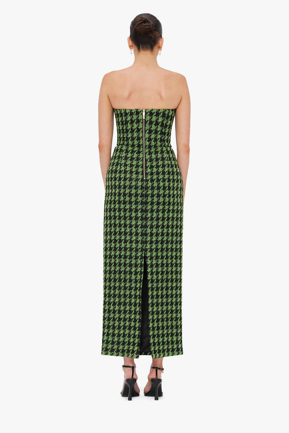 Rayna Tweed Bustier Maxi Dress - Houndstooth