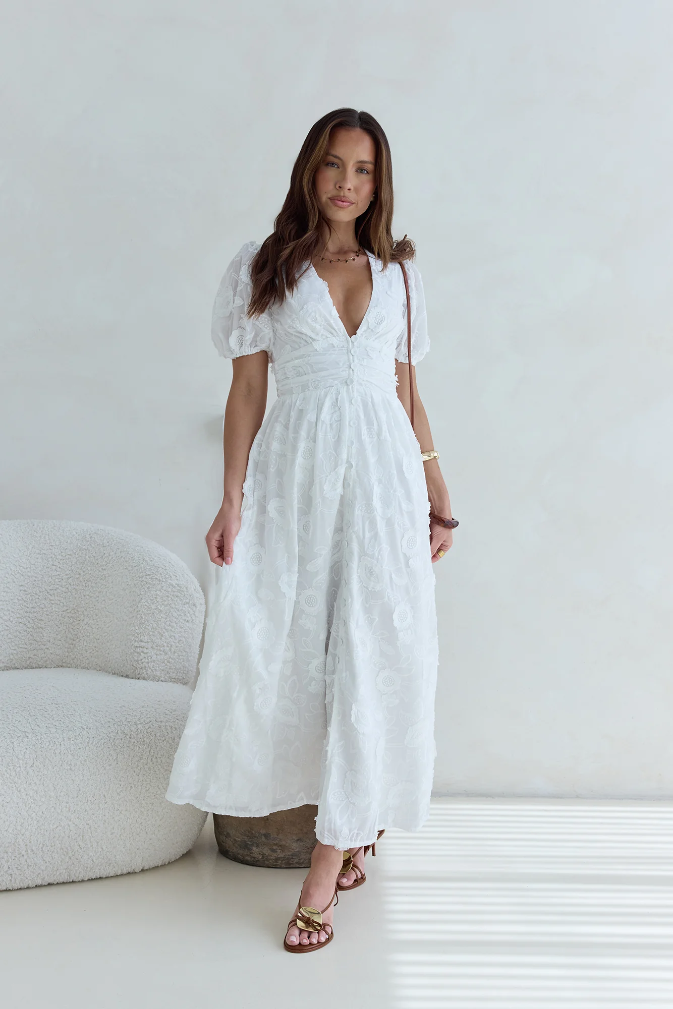 Busy Bee Maxi Dress White - luluinthesky