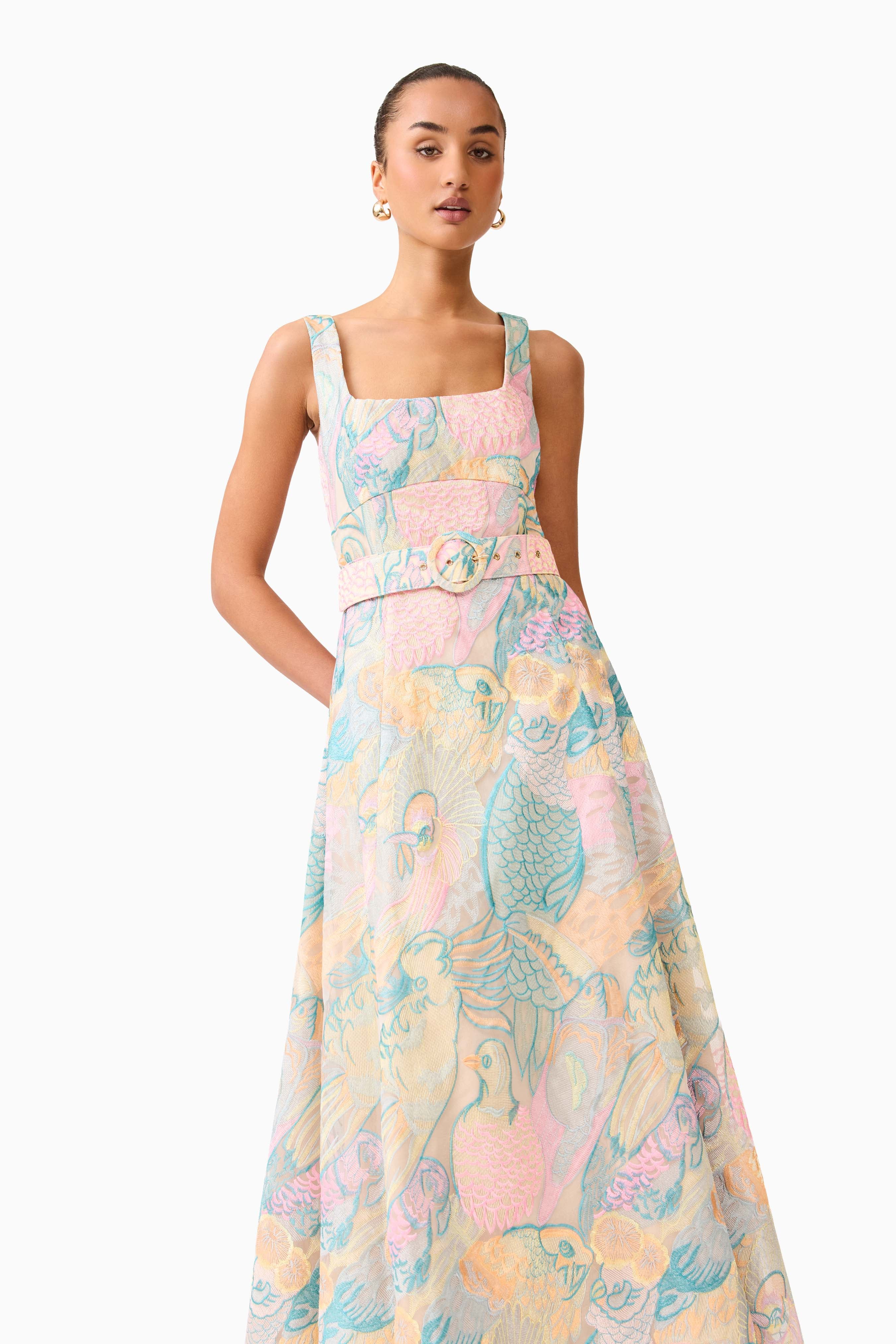 Taliah A-Line Gown in Blue Multi