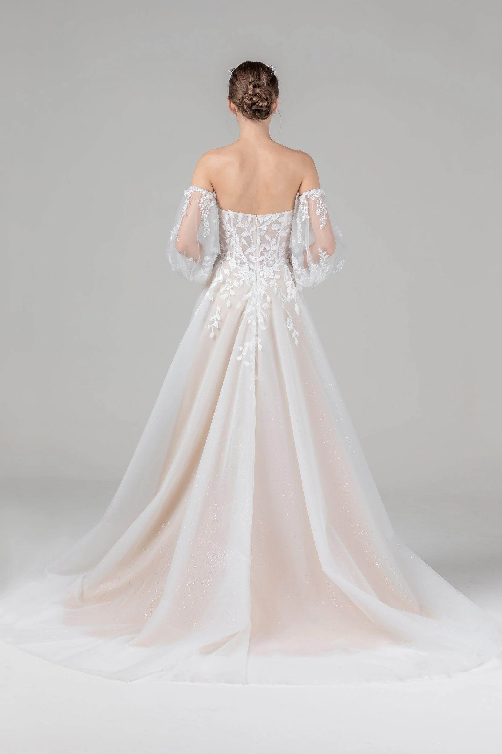 A-Line Court Train Tulle Wedding Dress CW2586