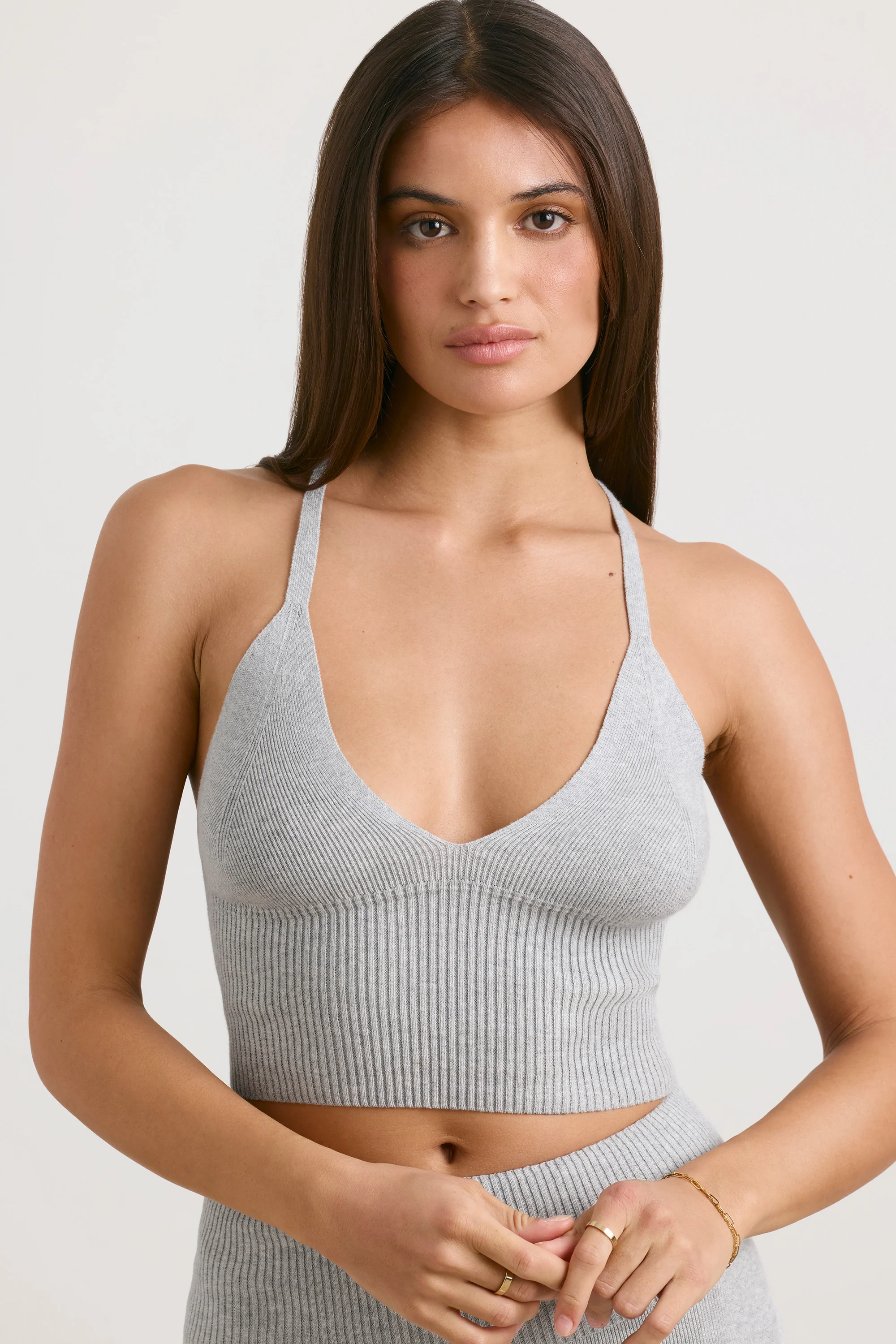 Chunky Knit Tank Top in Grey Marl