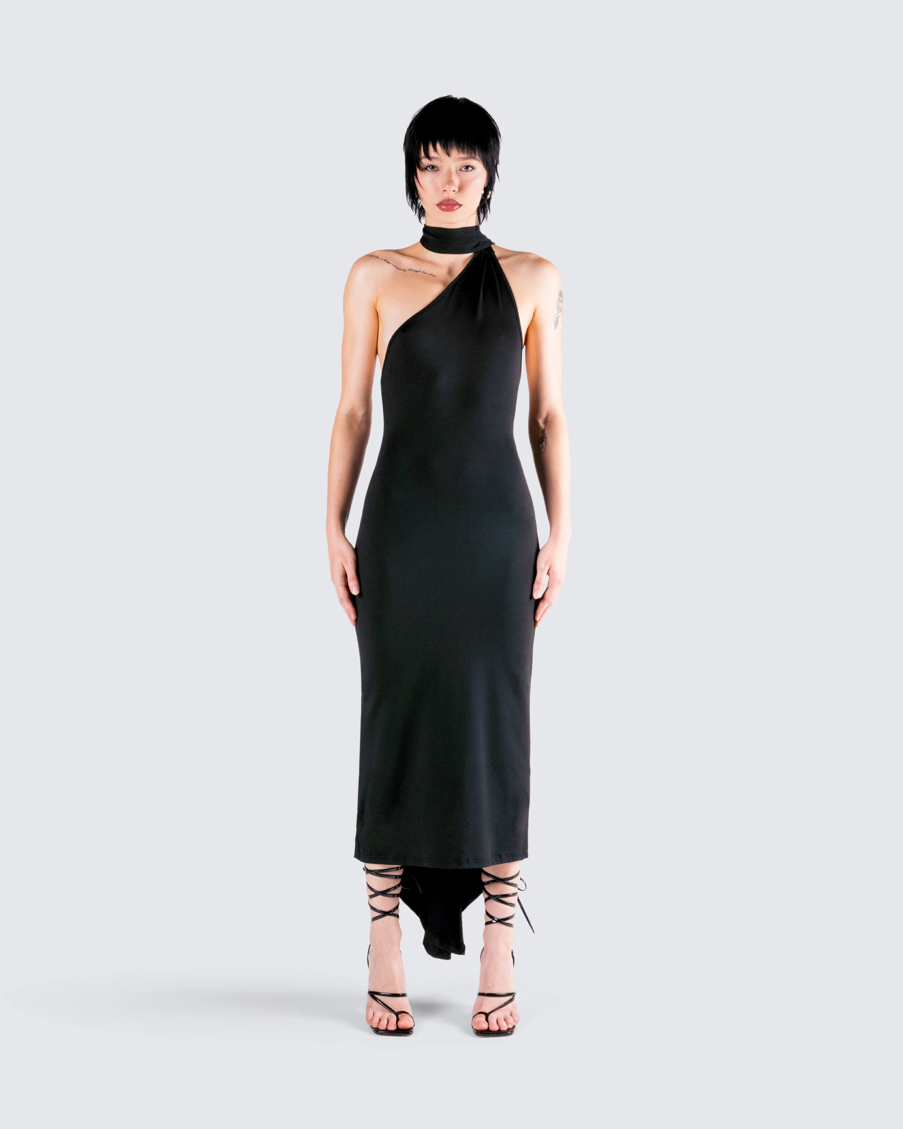 Toni Black One Shoulder Dress