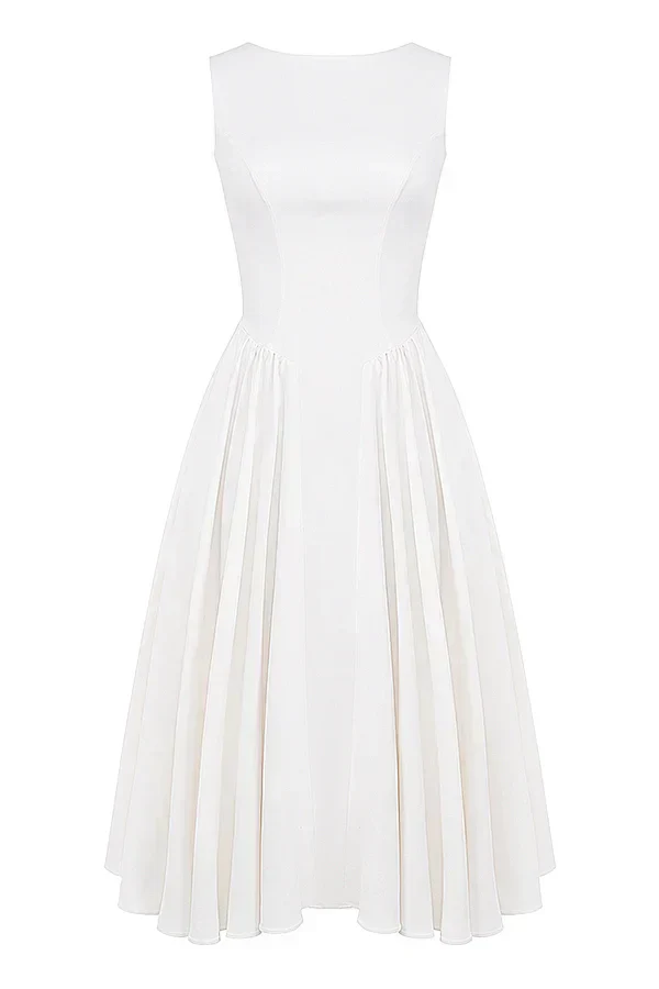white twill midi sundress