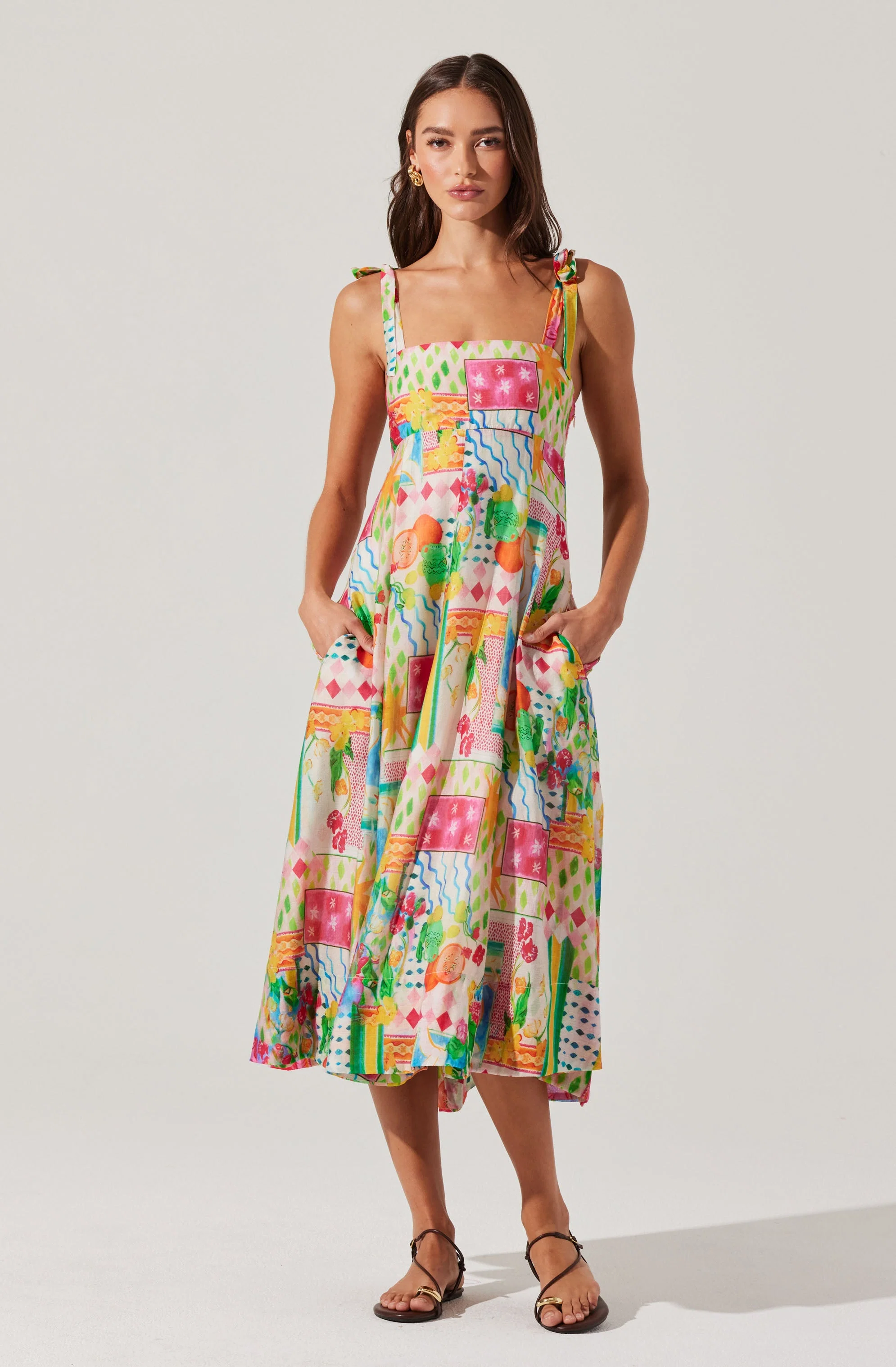 Shiann Patchwork Print Midi Dress