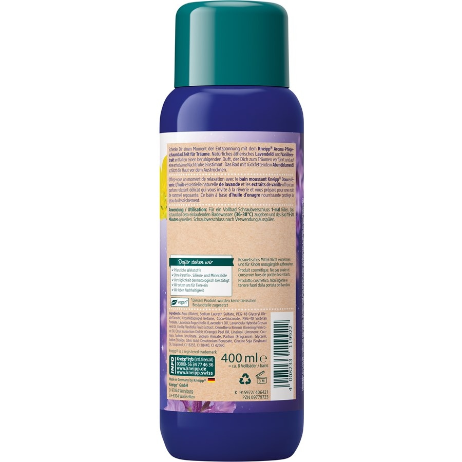 Kneipp Pianka i krem do kąpieli Aromatyczny płyn pielęgnujący do kąpieli Czas na marzenia
