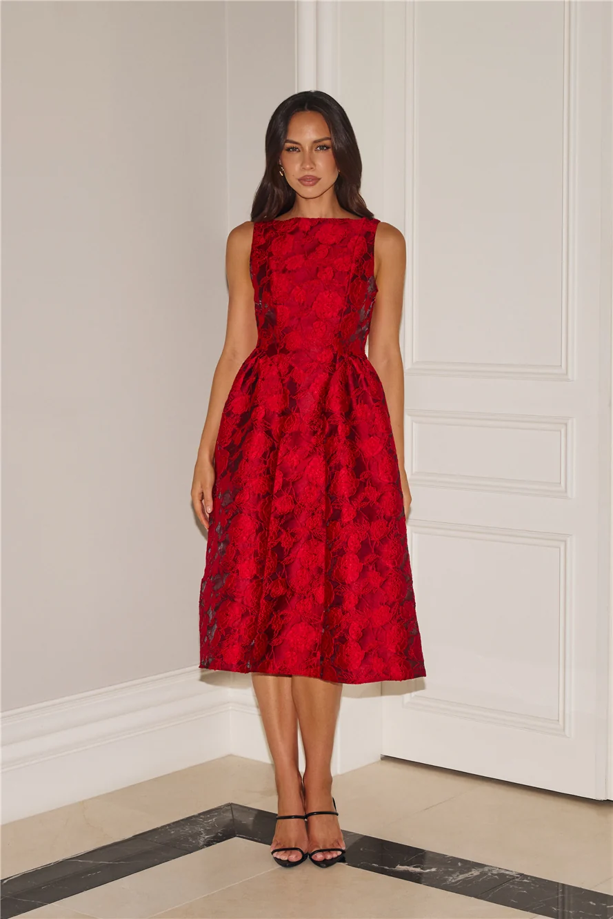 All Things Girly Midi Dress Red