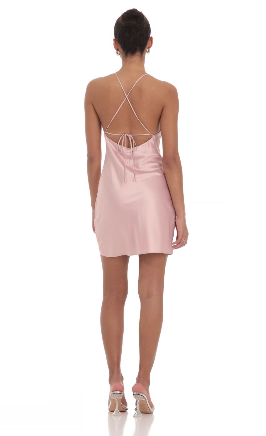 Satin Halter Dress in Mauve