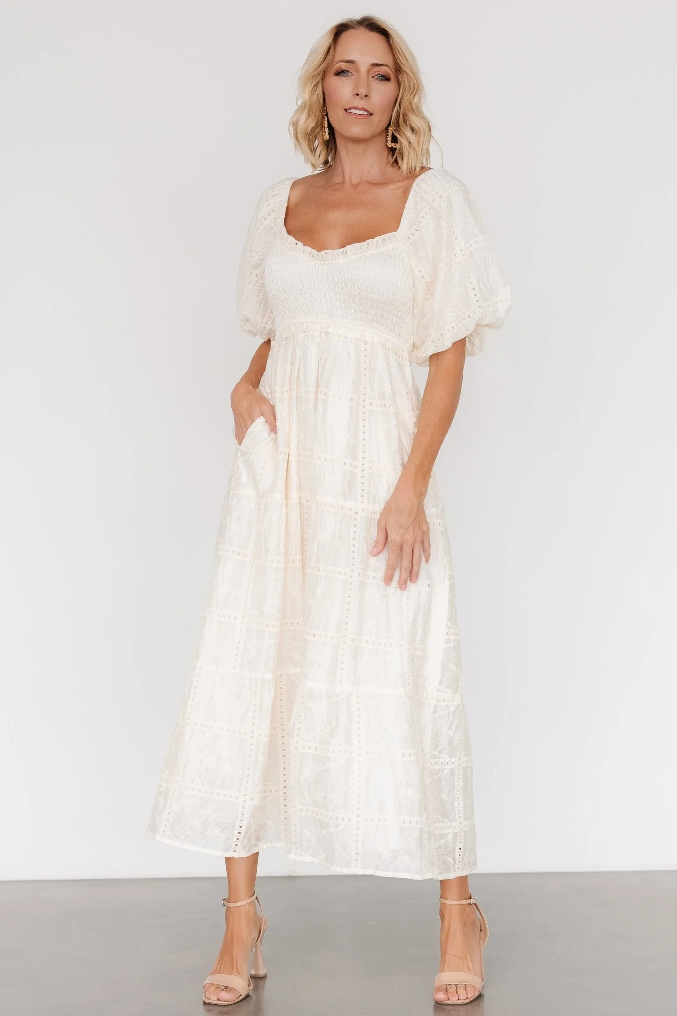 Colin Eyelet Dress | Cream - luluinthesky