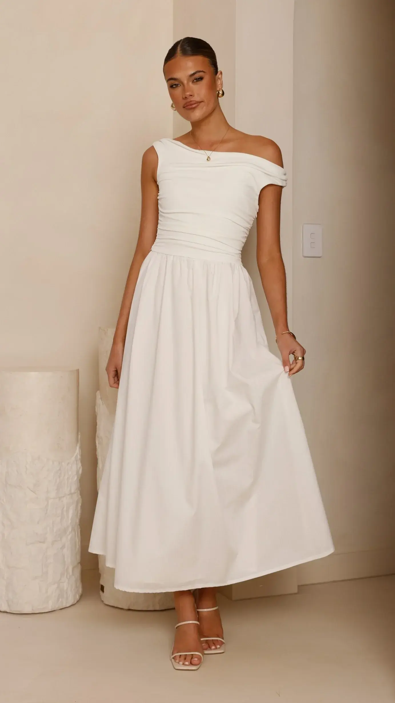 Immy Midi Dress - White - luluinthesky