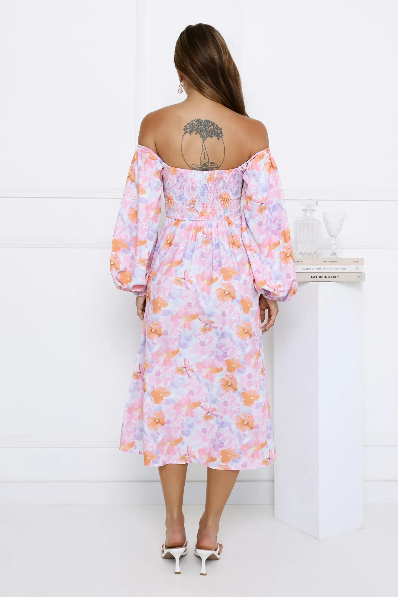 Floral Dream Puff Sleeve Midi Dress Multi
