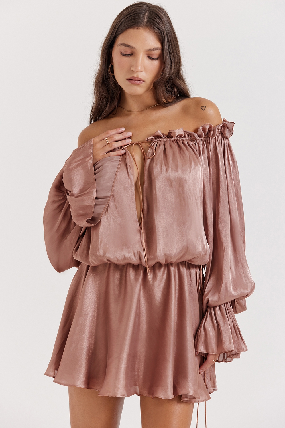 Hazelnut Off Shoulder Dress