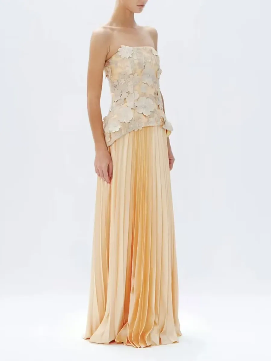 Haley Sleeveless Folds Maxi Dress