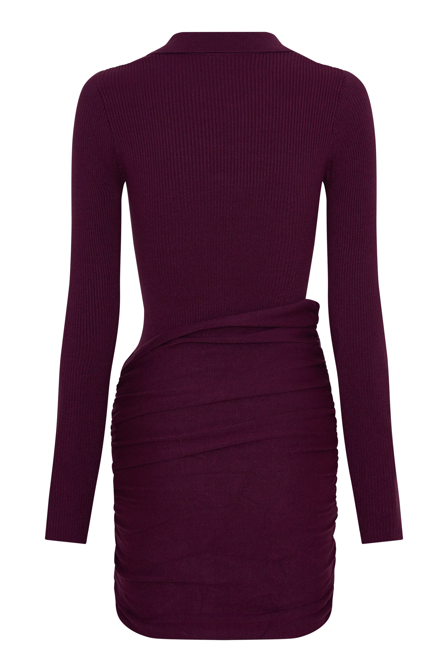 Agness Long Sleeve Button Up Knit Dress - Plum