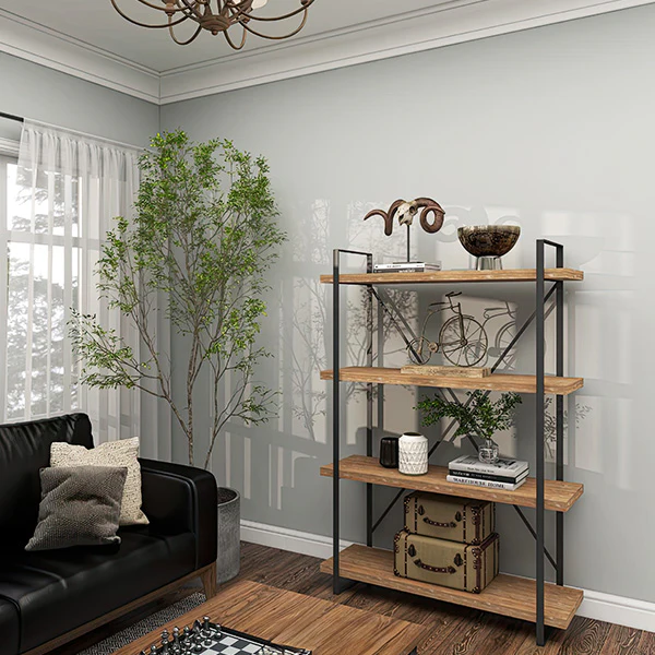 Industrial Cross Back Bookshelf