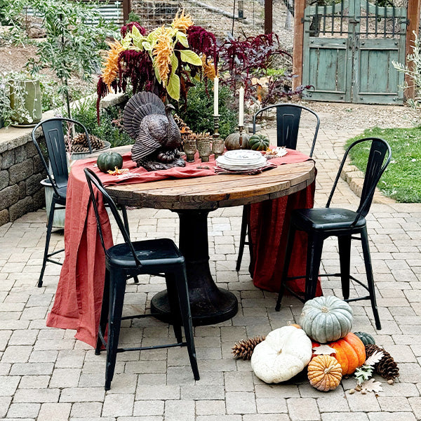 16 Inch Antique Inspired Bronze Tabletop Turkey Centerpiece