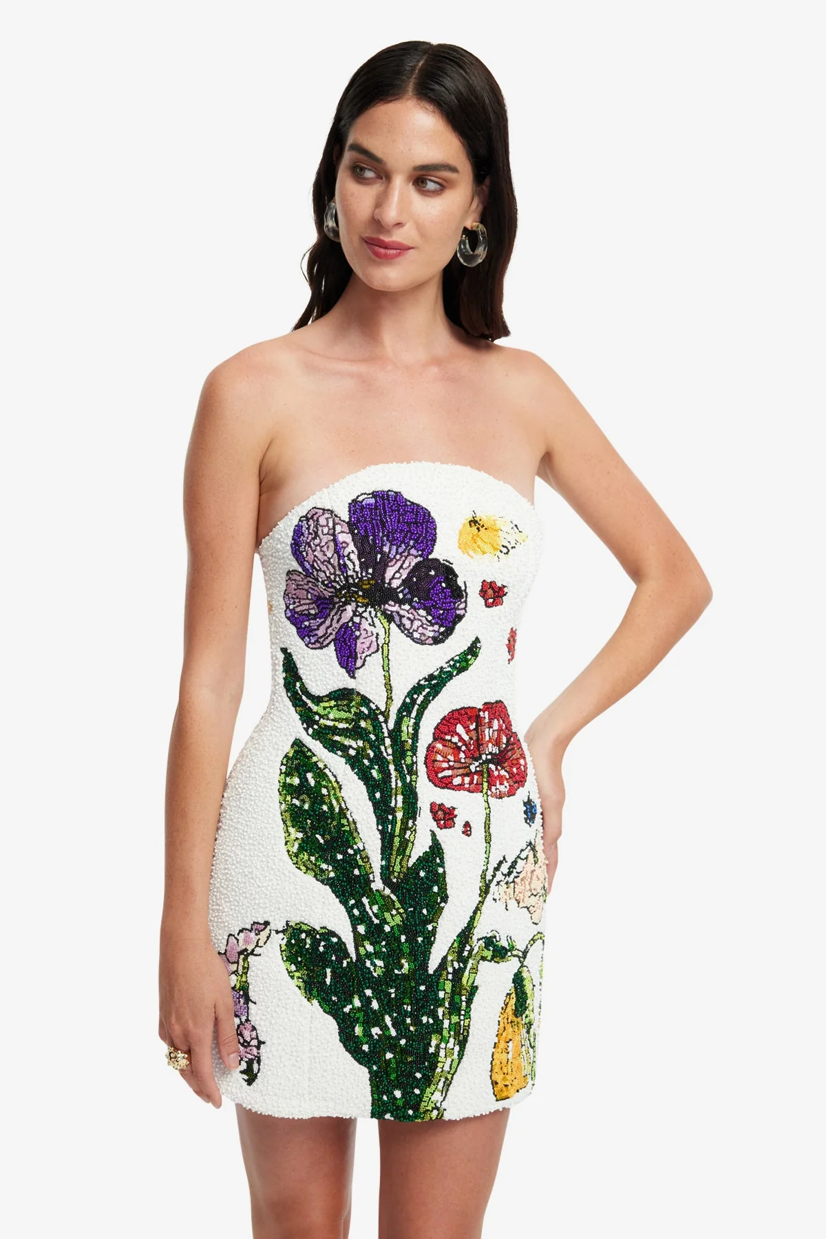 Zaria Beaded Bustier Mini Dress - Wildflowers
