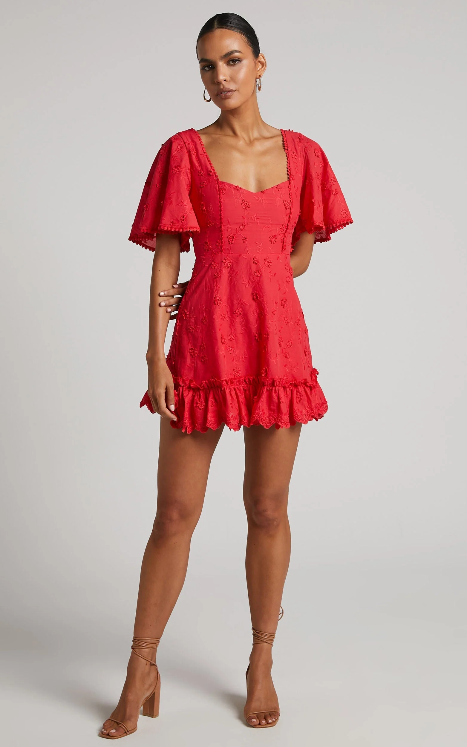 Fancy A Spritz Mini Dress - Square Neck Dress in Red - luluinthesky