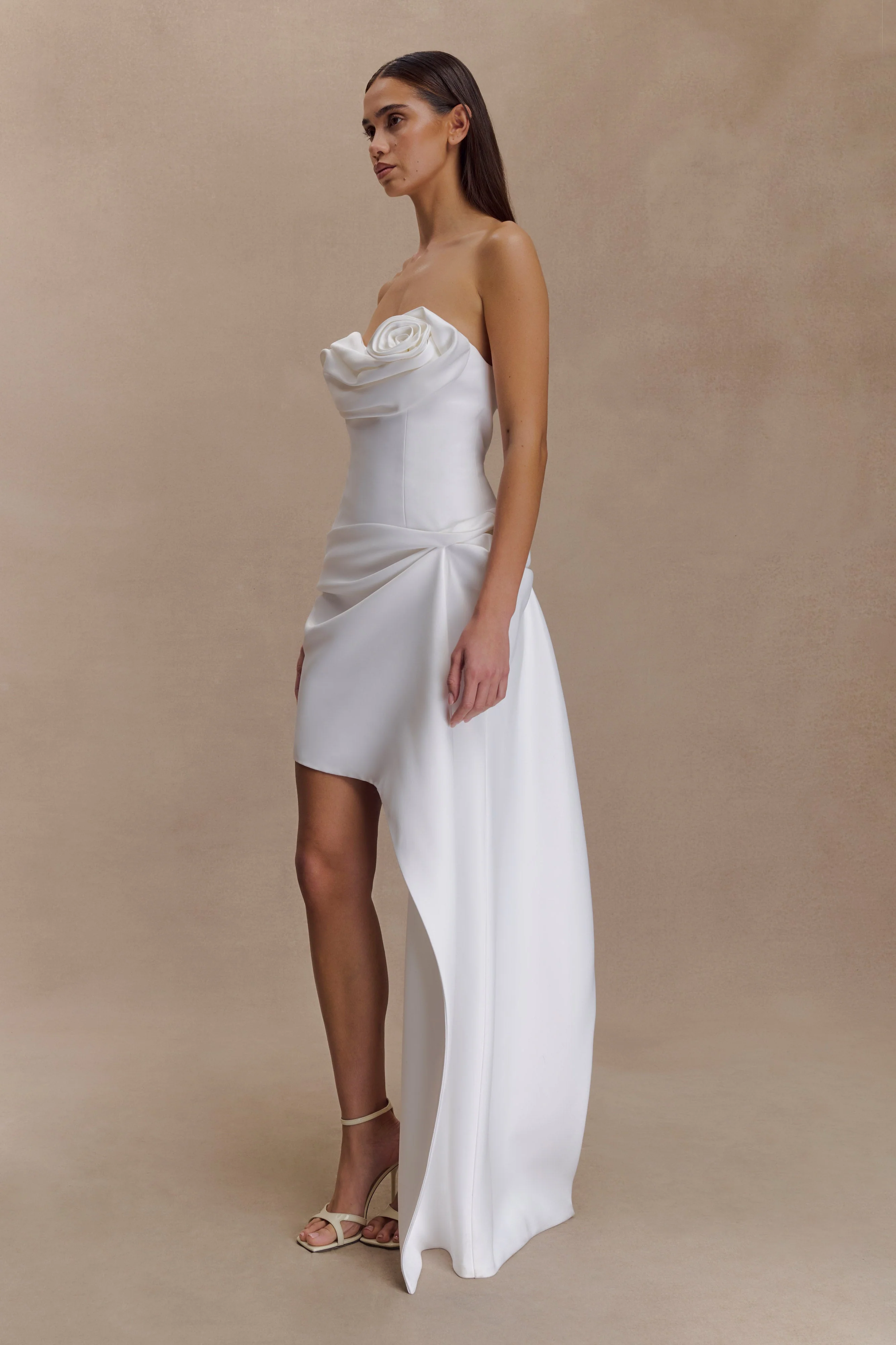 Evianna Strapless Gathered Mini Dress - White