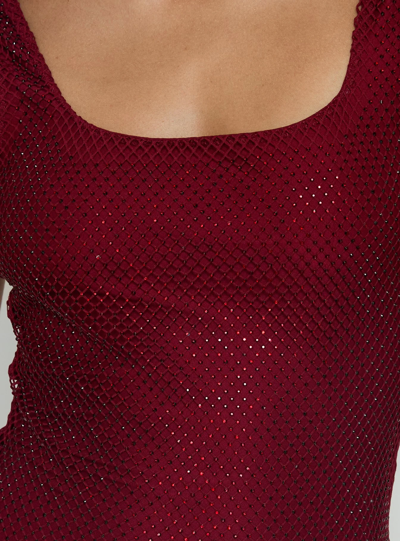 Epiphanies Net Mini Dress Burgundy - luluinthesky