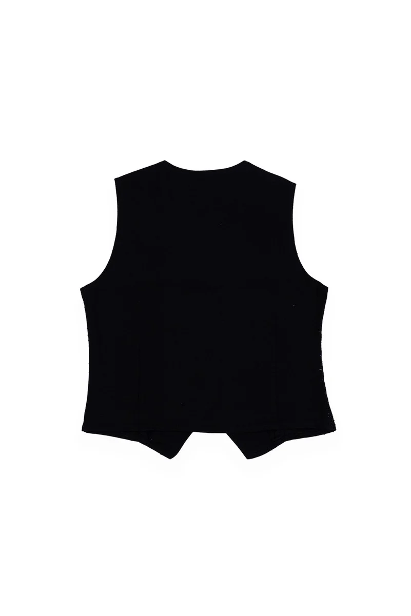 Stretch Denim Vest with Rhinestones