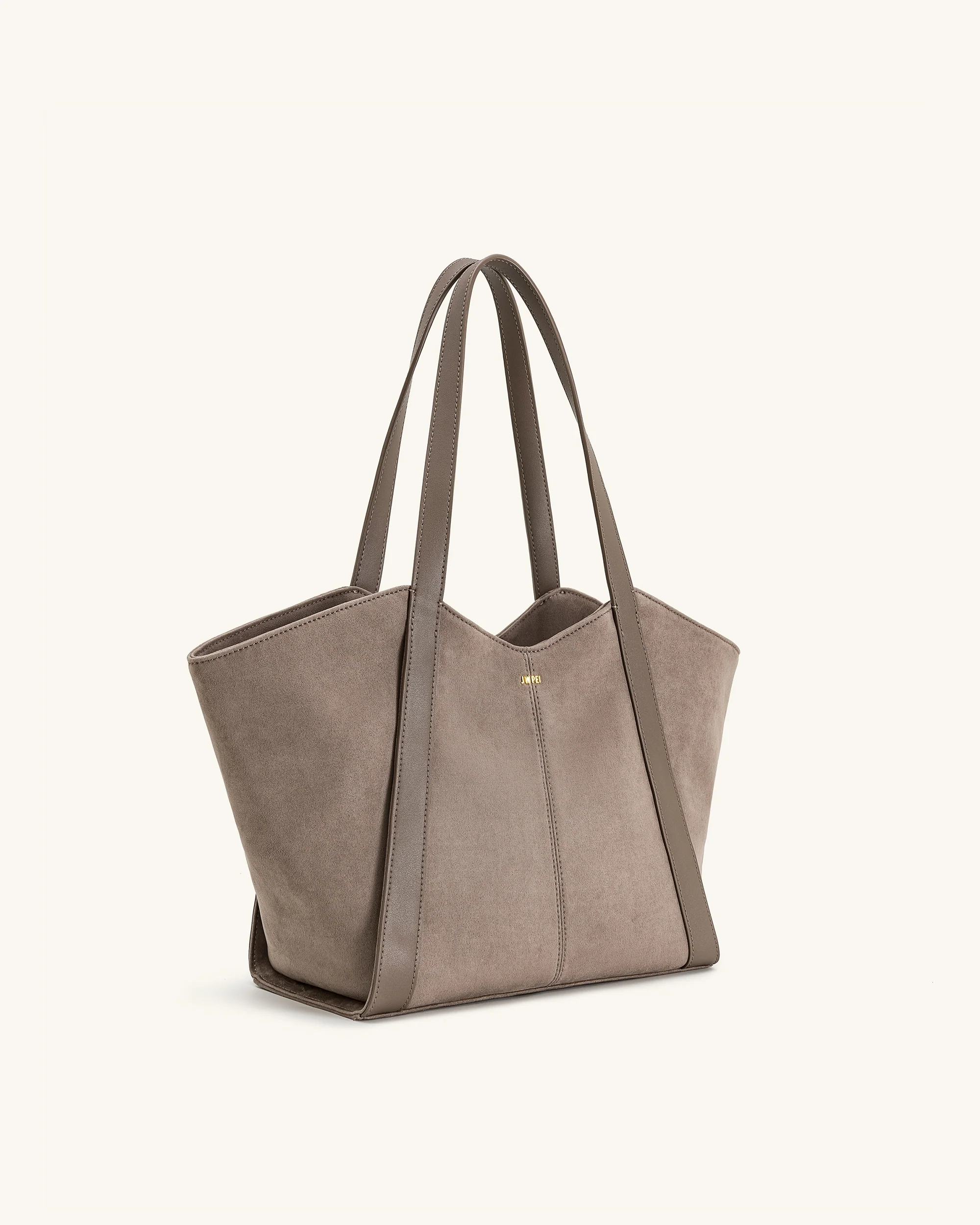 Kiana Large Capacity Faux Suede Tote Bag - Taupe