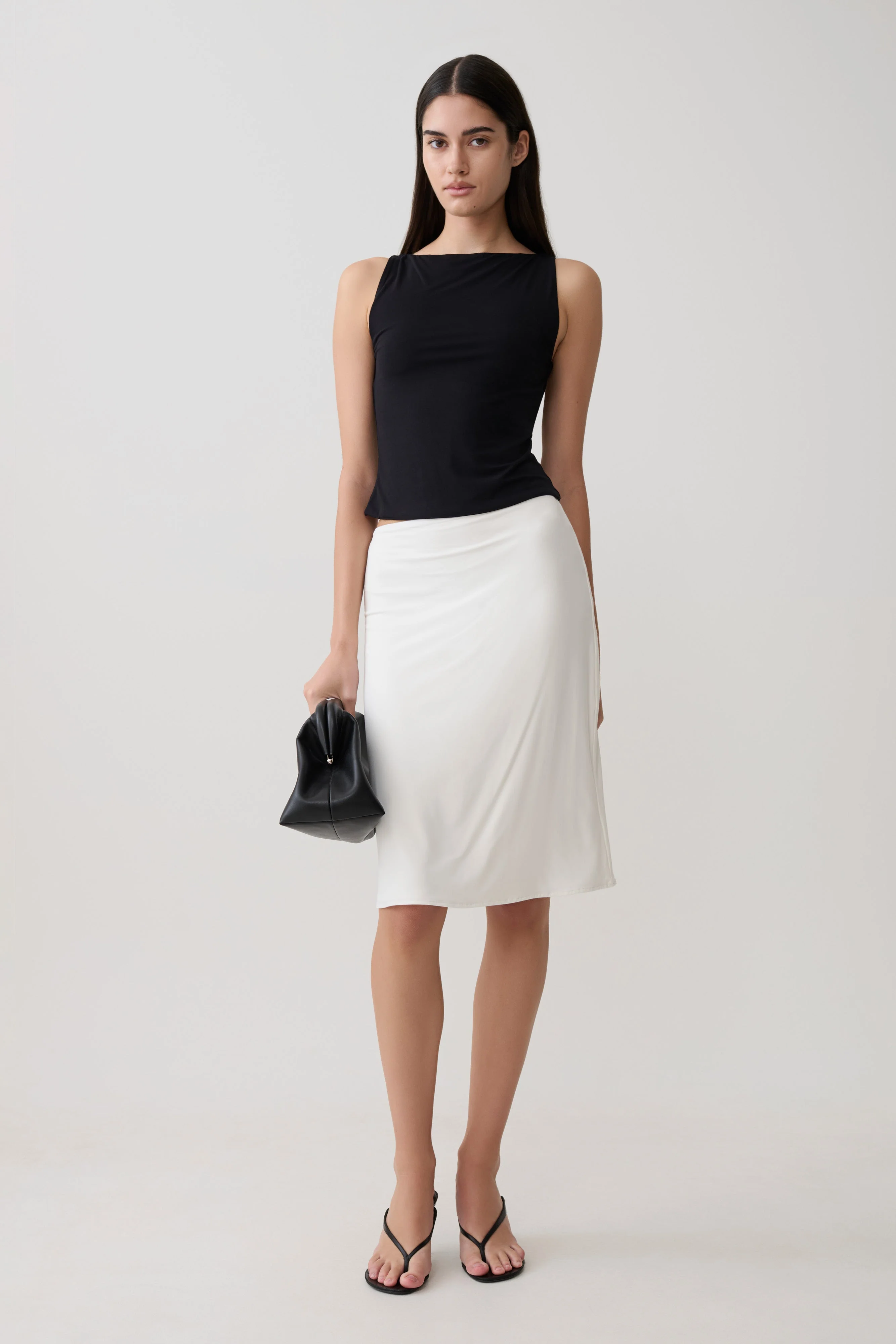 Greer Knee Length Skirt - White