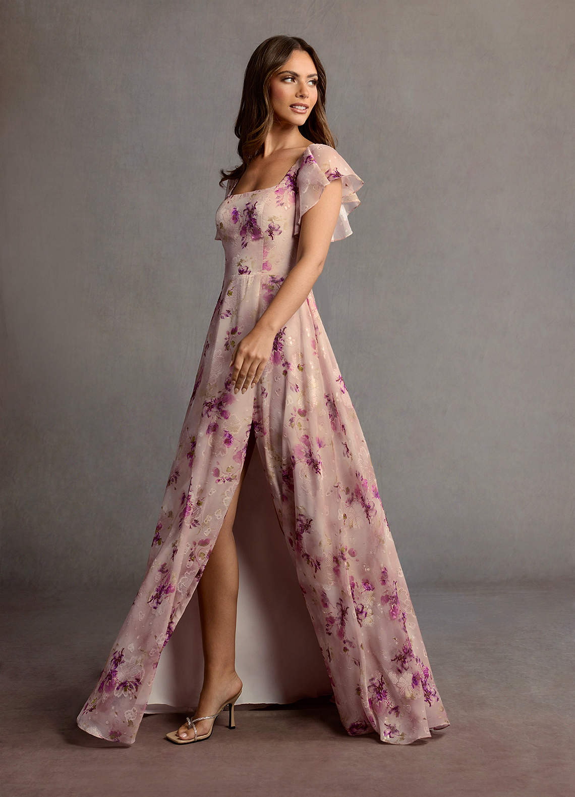 Halle Mauve Floral Maxi Dress