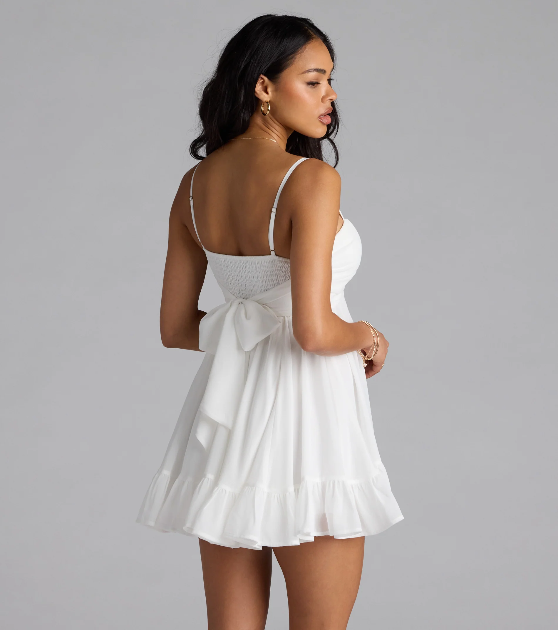 Perfectly Pretty Tie Back Chiffon Babydoll Dress - luluinthesky